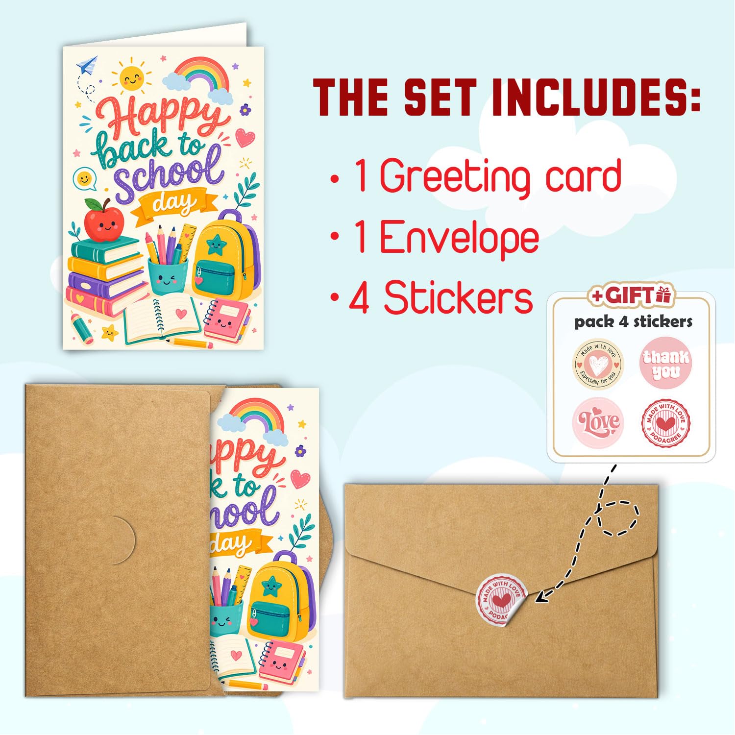 Happy Back to School Day Card First Day of School Card for Kids