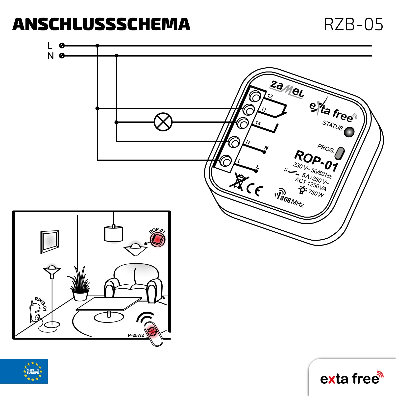 EXTA FREE RZB-05 Kit de Commande sans Fil Universel