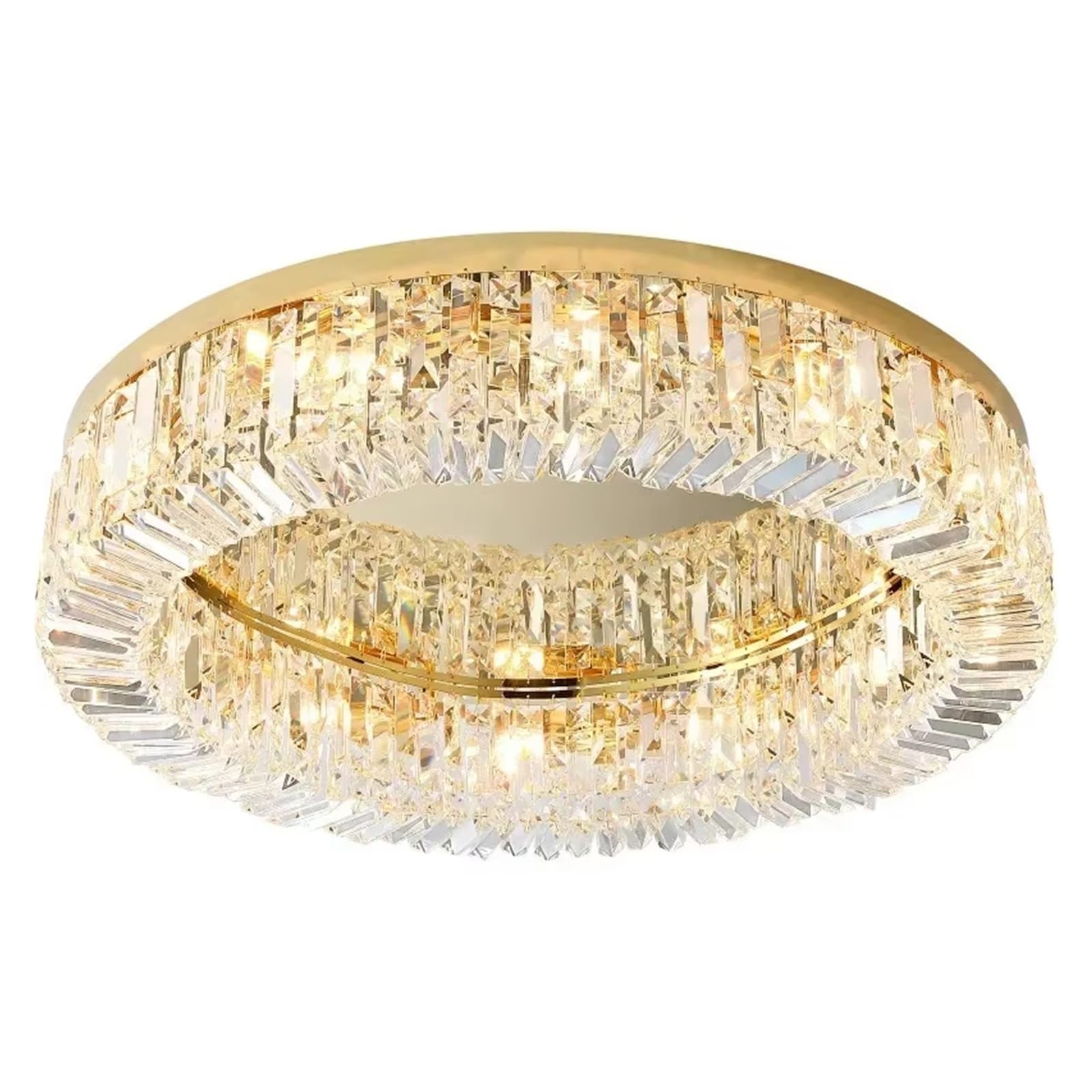 KLXSIVU Modern Gold LED Crystal Ceiling Chandelier - Luxury Pendant Light for Living Room, Bedroom, Hotel, Hall Elegant Indoor Decor Lighting Fixture