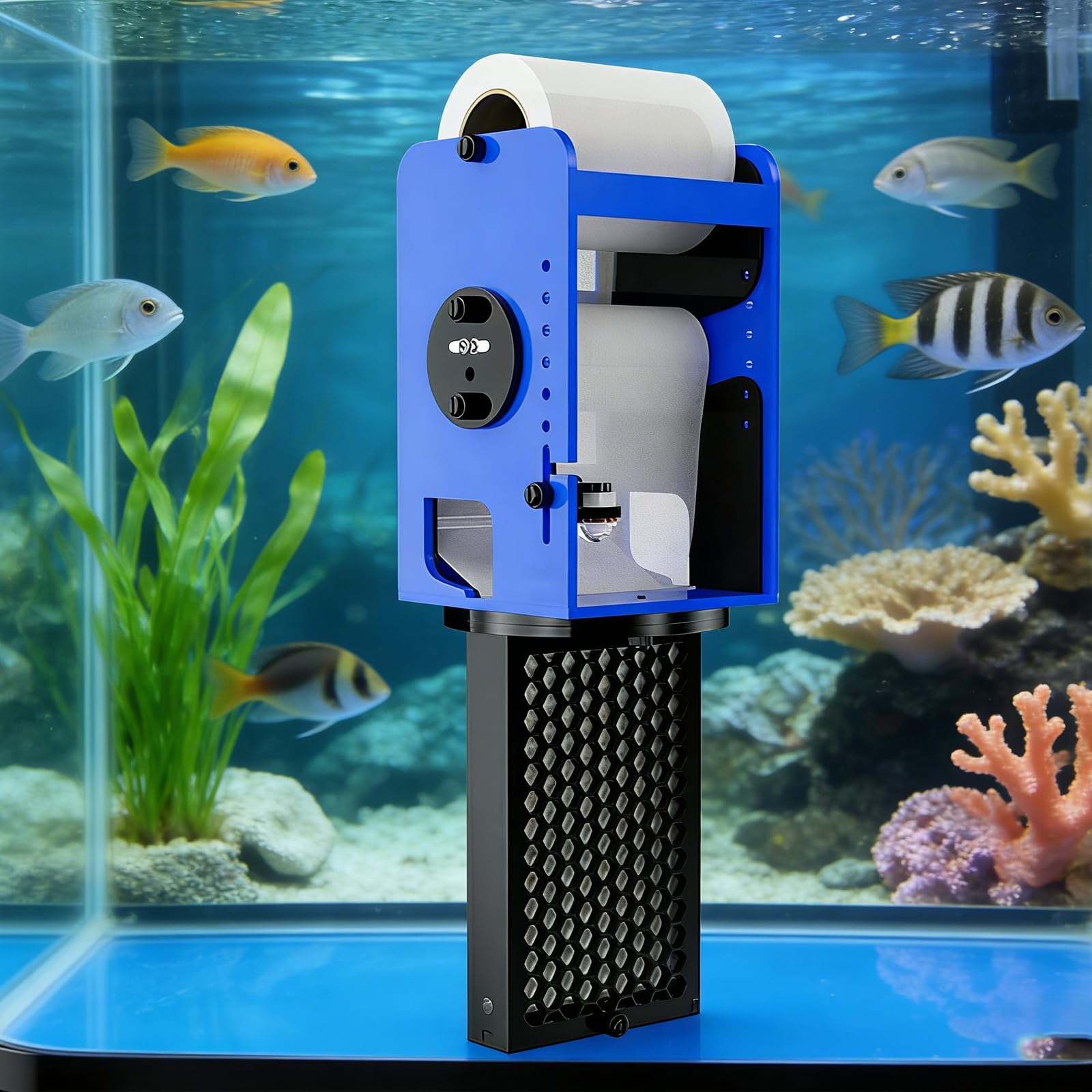 Filtro interno para acuario con control de aplicación, flujo de agua de 4800 L, separación húmeda/seca para una limpieza eficiente del agua del tanque de peces