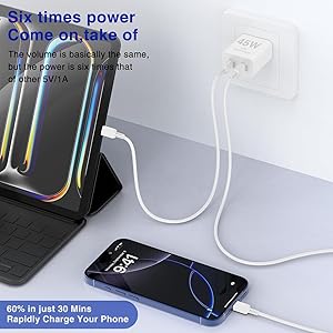 6ft/10ft Dual Port 45W iPhone 17 16 15 Charger Fast Charging Block and Long USB C to Type C Charger Cable Cord for Apple iPhone 17 Pro Max/17 Air/16 Pro/16/15 Pro/15 Plus/Mini/iPad Plug Cube/Samsung