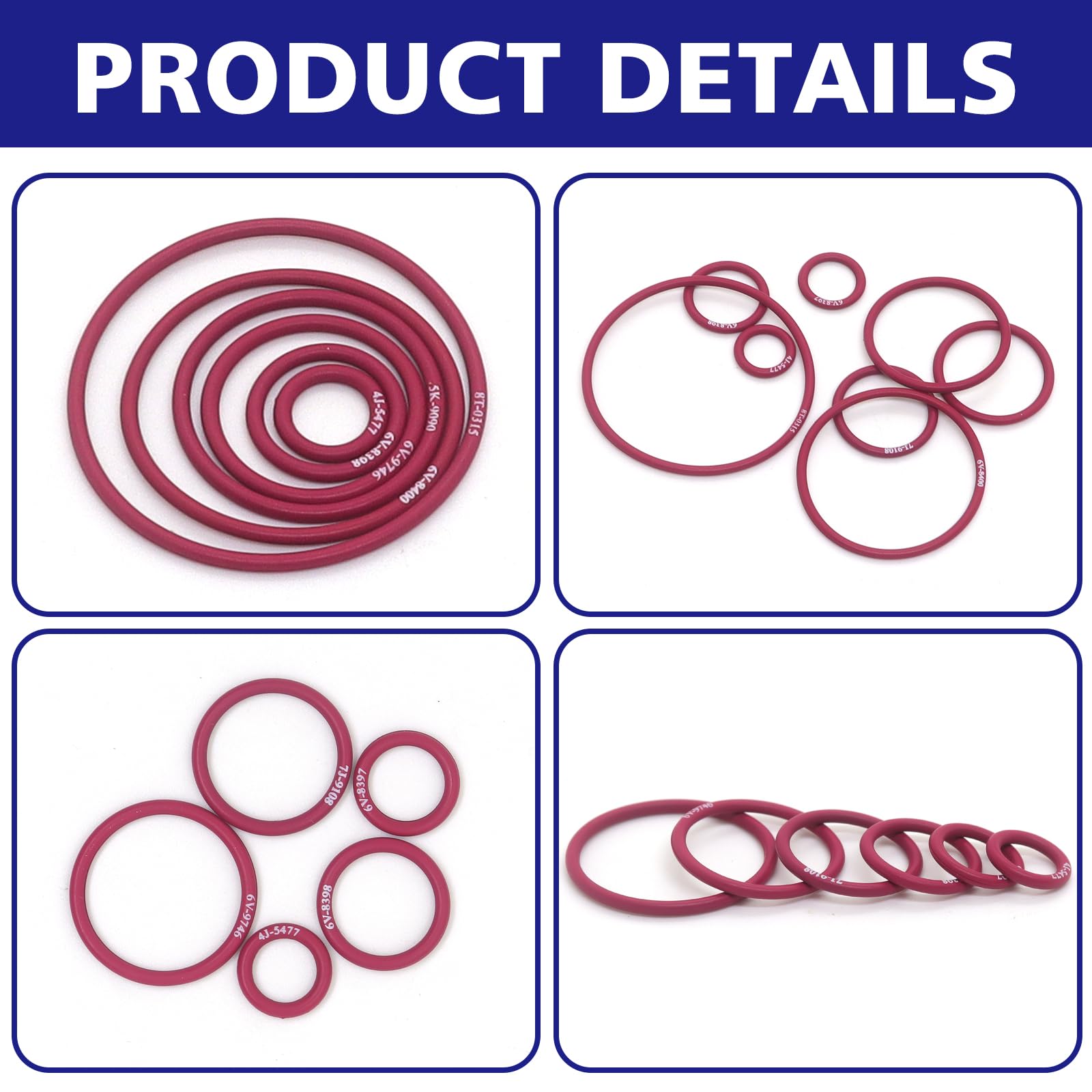 BUSY-CORNER Kit de 120 juntas tóricas, revestimiento de PTFE de nitrilo 90, accesorios de manguera hidráulica, compatible con excavadora CAT Caterpillar, Caucho sintético