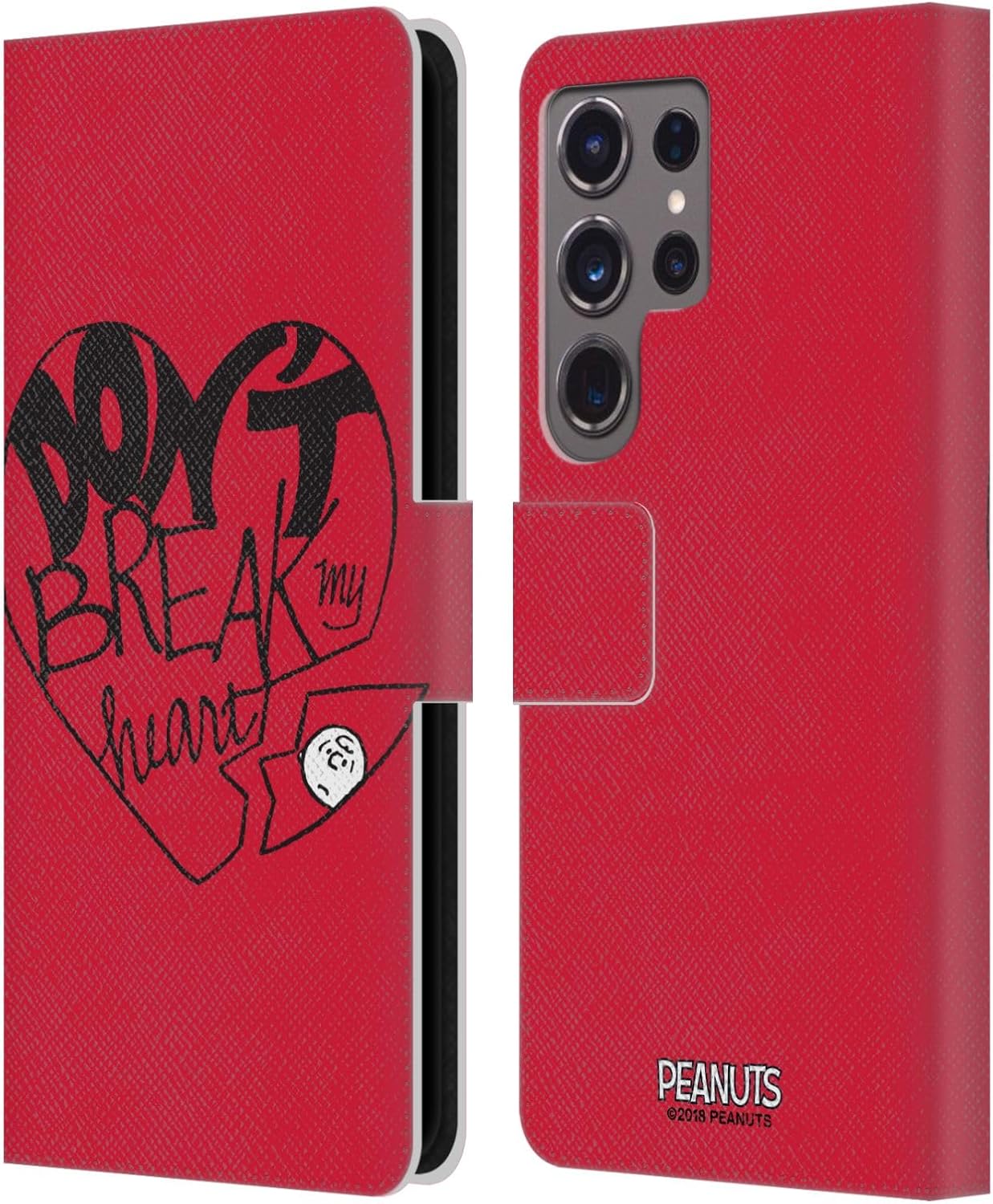 Head Case Designs Officially Licensed Peanuts Don't Break My Heart Sealed with A Kiss Leather Wallet Case Compatible with Samsung Galaxy S24 Ultra 5G