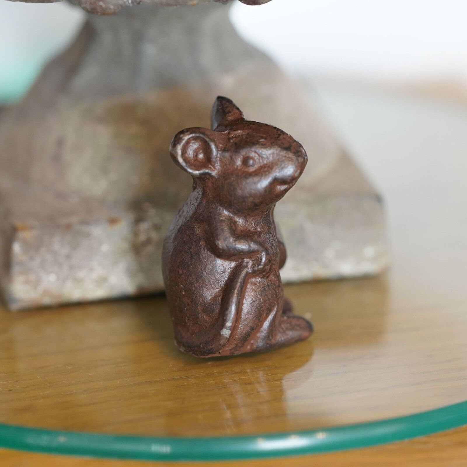 Burgess Home & Garden Black Cast Iron Sitting Mouse | Metal Statue Animal Home Garden Ornament Sculpture