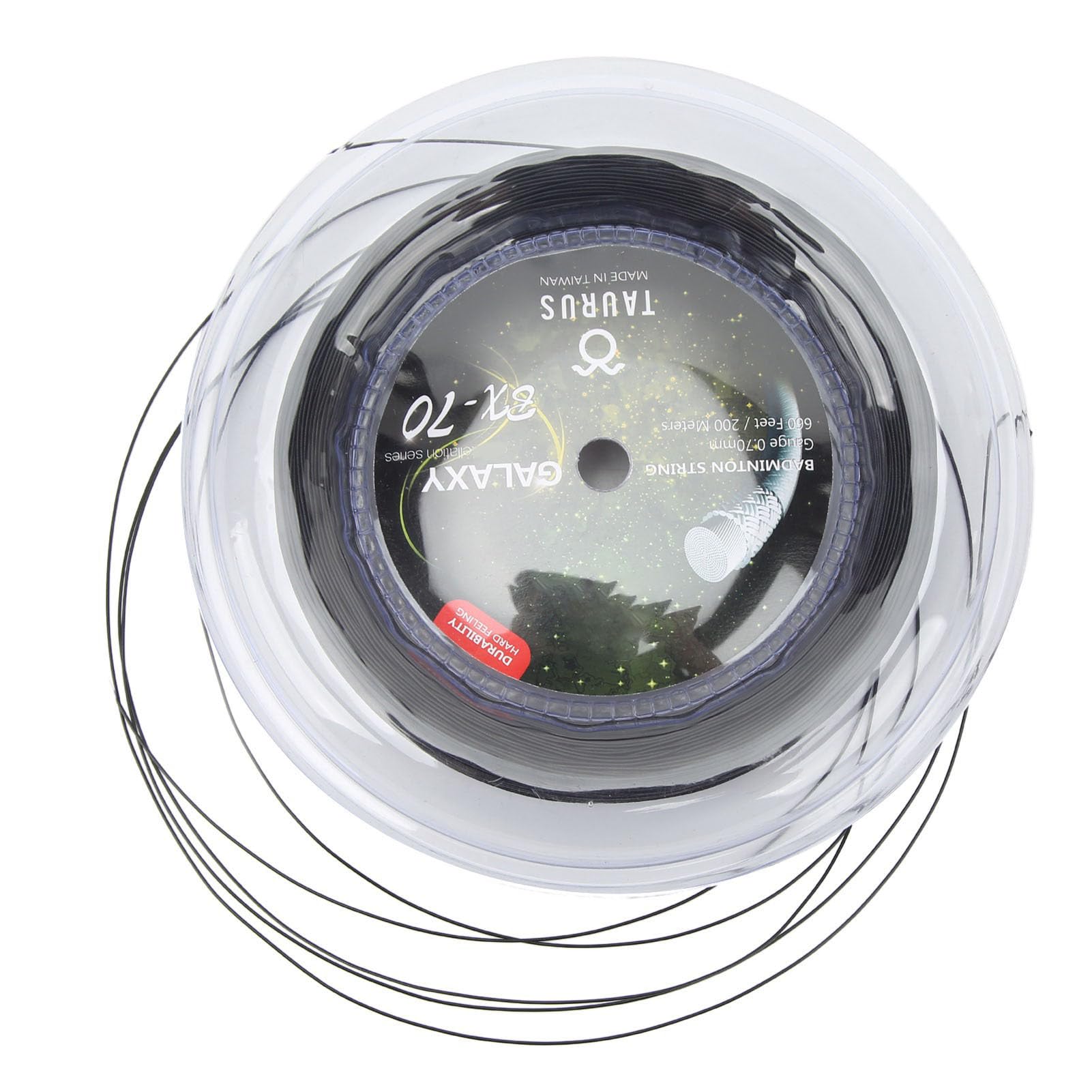 Corde de Raquette de Badminton Professionnelle, Pièces de Rechange de Bobine de 0.7mm, 200m, Couleur Vive à Haute élasticité (Black)