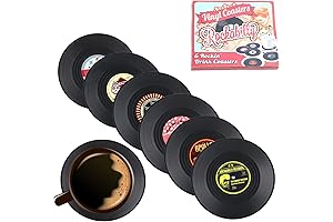 LOMIMOS 6PCS Vintage Record Drink Coaster Set