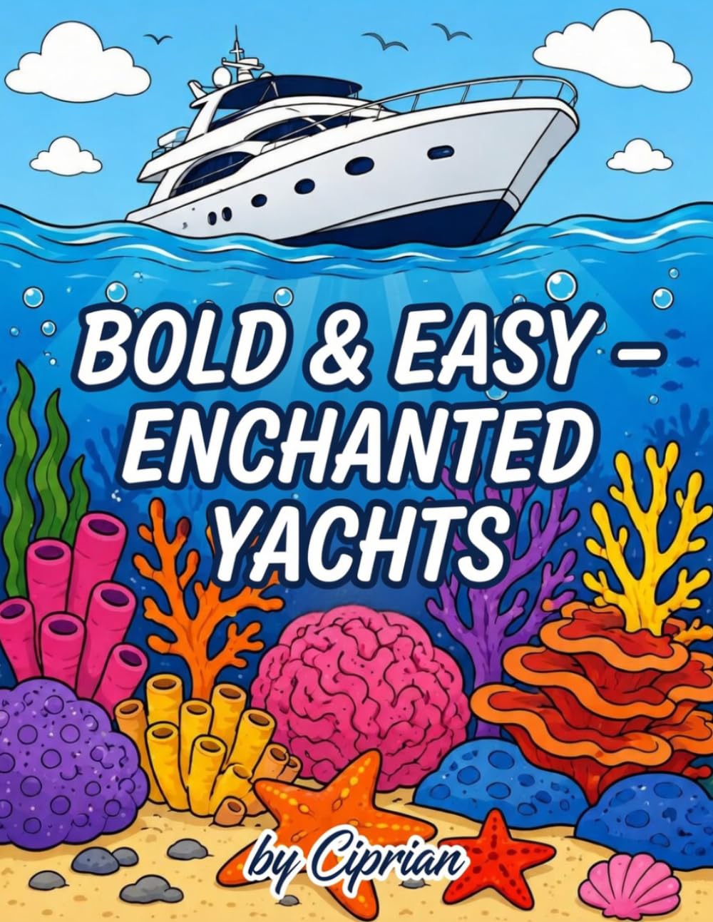 Bold and Easy – Enchanted Yachts: 35 Magical Coloring Pages for Kids and Adults – Stress Relief and Relaxation