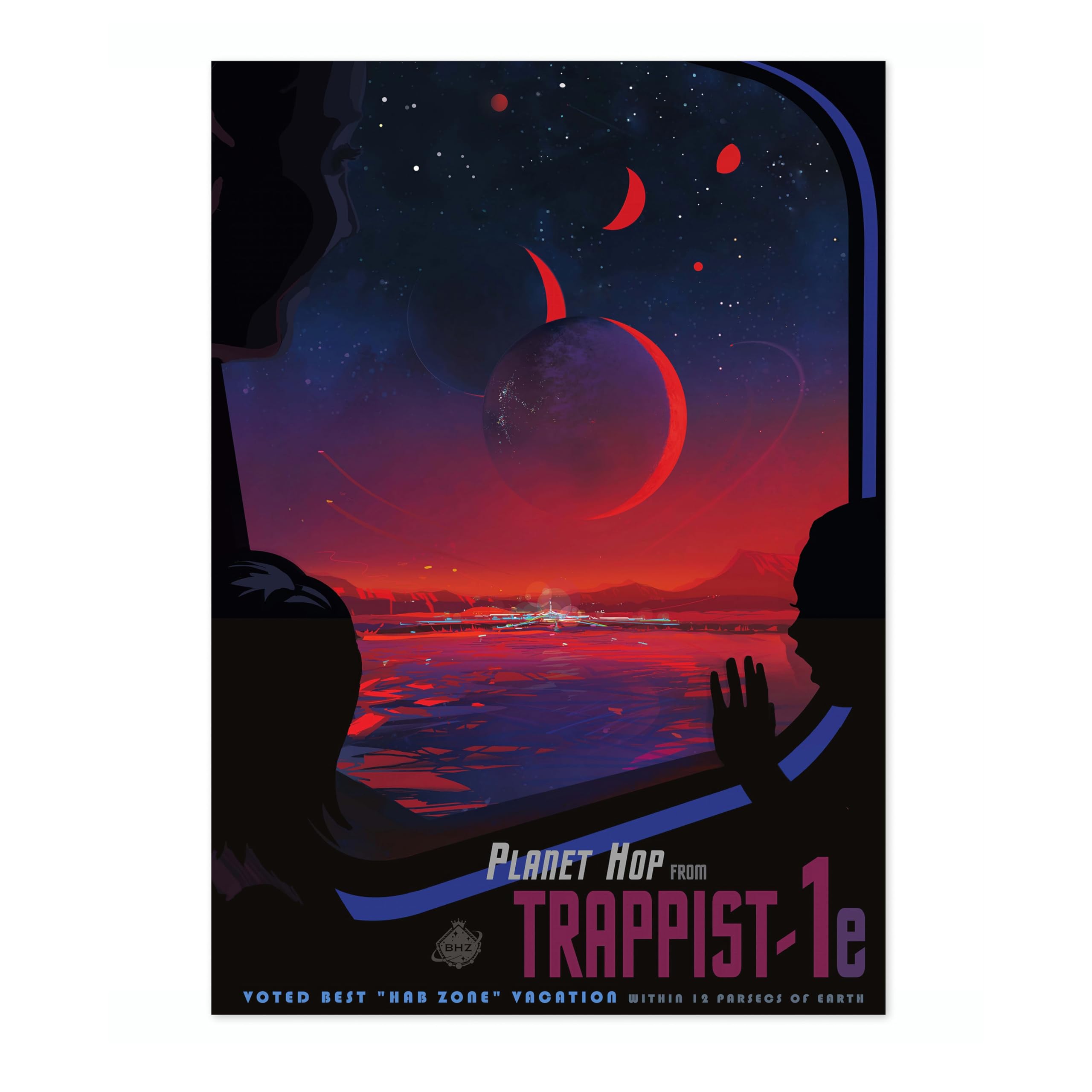Exoplanet Tourism Retro Nasa Space Grand Tour Travel Art Poster, Planet Travel Prints, Vintage Astronomy Home Decor, Astronaut Space Print, Archival Matte, A2 (Print Only) - 59.4x42cm