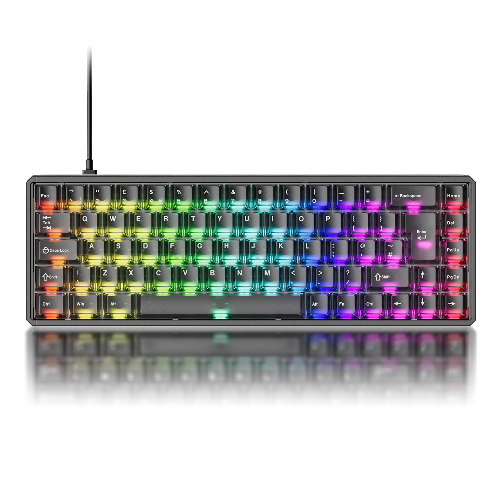 Akko MOD68 HE 8K Rapid Trigger Keyboard, aluminium CNC, klawiatura z efektem Halla, układ 65% ISO-UK QWERTY, RT0,005 mm (czarny przezroczysty, przełączniki magnetyczne AstroAim)
