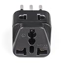 Orei India to Italy, Libya, Chile & More (Type L) Travel USB Adapter Plug - 2 in 1 - Ce Certified - Rohs Compliant -Black Color (Db12A-Blk) gallery image