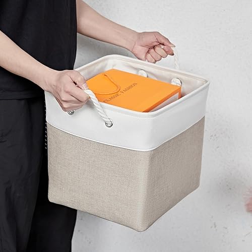 Miniatura 6 de Contenedores de almacenamiento de 13 x 13 pulgadas, paquete de 6 cubos de almacenamiento para estantes, contenedores de almacenamiento plegables de