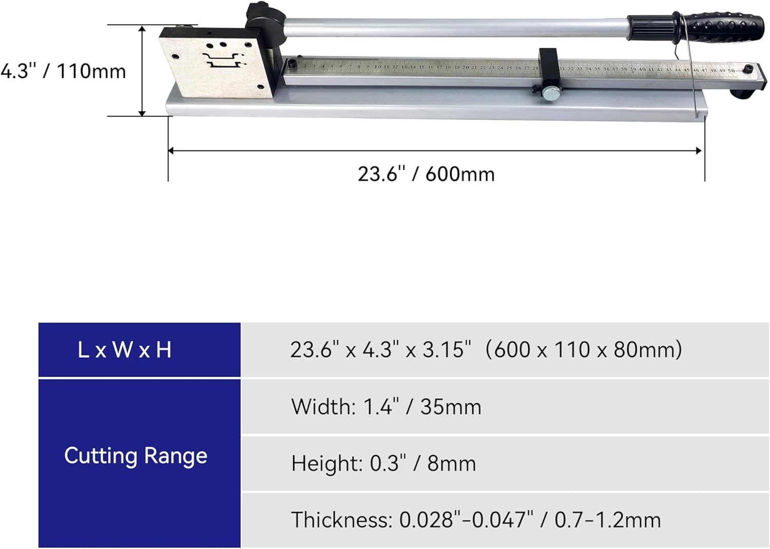 HFS(R) Din Rail Cutter Manual Guide Double Groove Cutting Tool with Dual Scale for Aluminium and Steel Rail