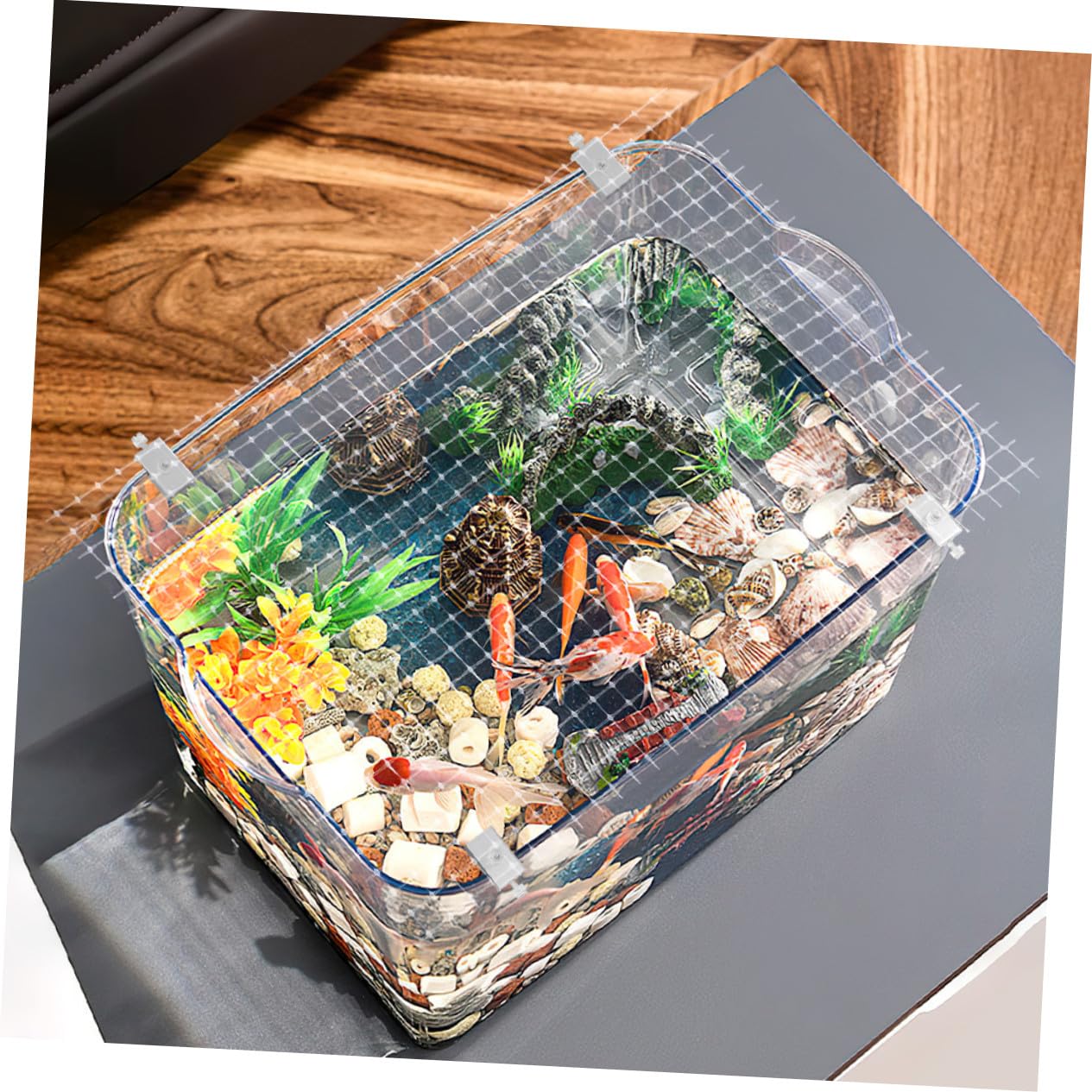 Aquarium Abdecknetz Einstellbares Atmungsaktives Sprung Netz mit Feiner Zuschneidbar Langlebiges Acrylgewebe Vielseitig für Fisch und Schildkrötenbecken Schutz und Trennung