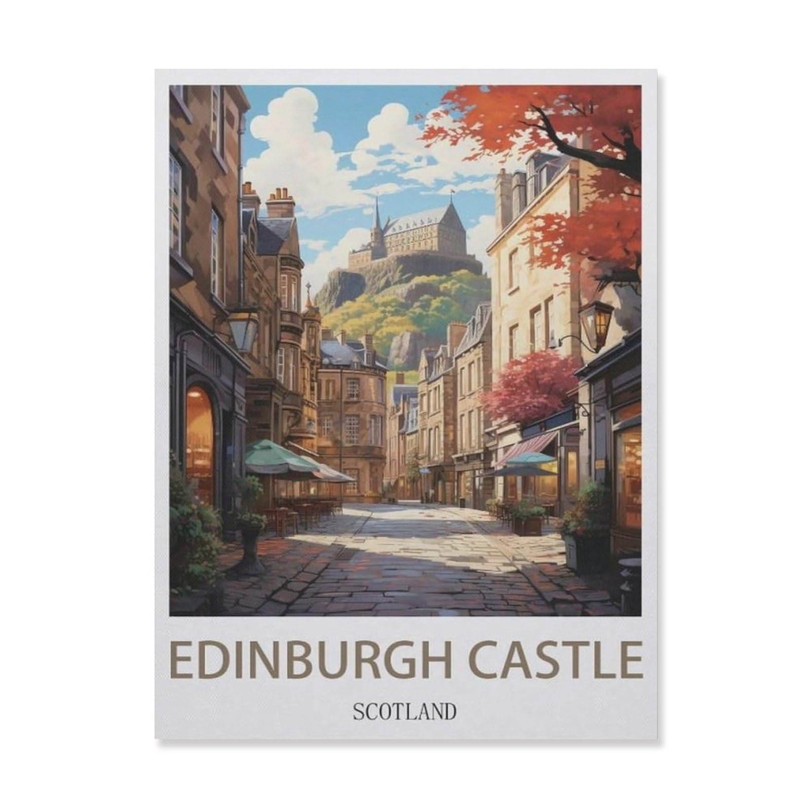 Beayodkp A21 Paint By Numbers For Adults，Edinburgh Castle Scotland ， Street，Diy Paint By Numbers Kits For Adults Kids On Canvas With Brushes And Acrylic Pigment Oil Painting Kits Home Decor Gift(30X40cm) -Du20