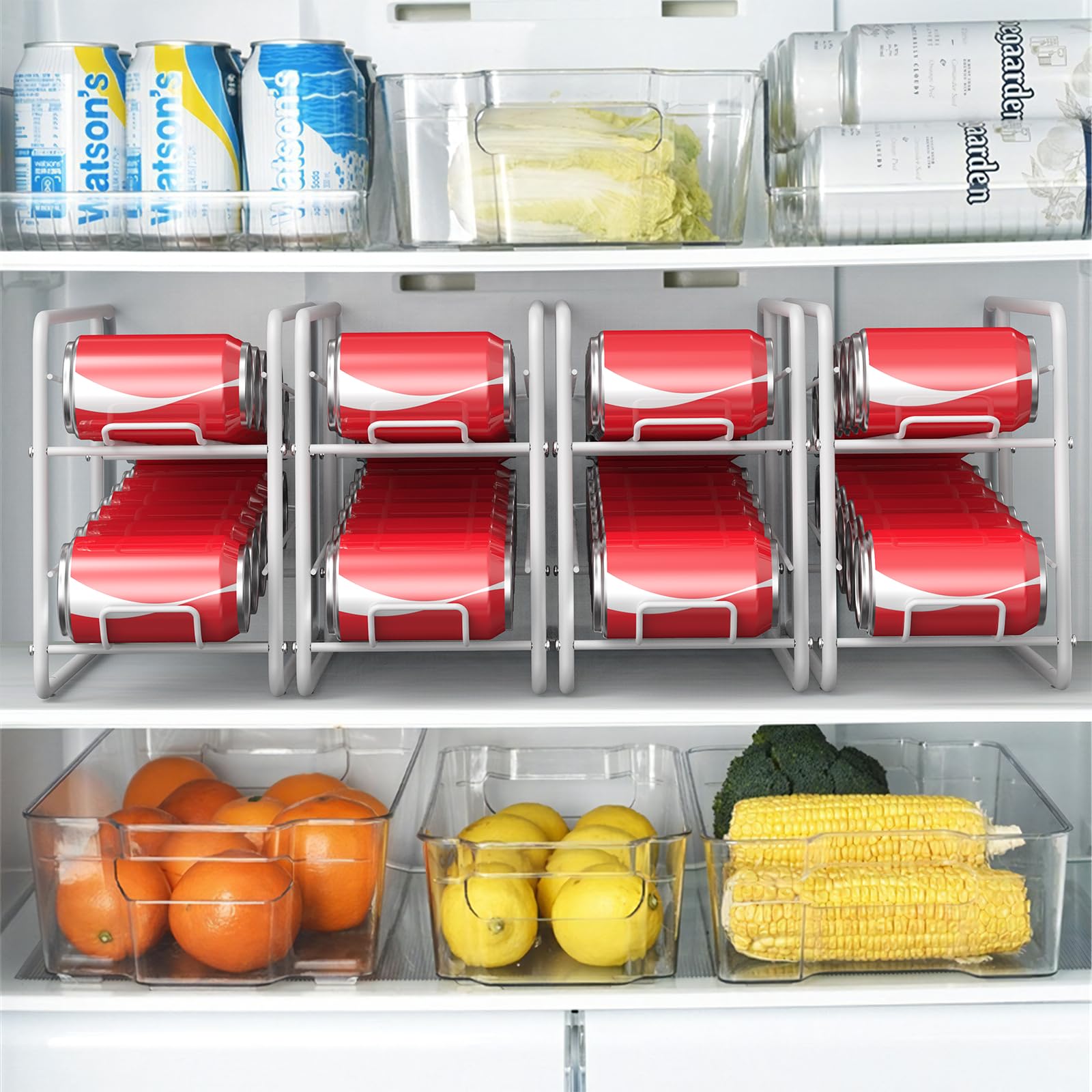 MOOACE Dosenspenderregal, stapelbar, für Konserven, Küchenschrank, Speisekammer, Arbeitsplatte, Weiß, 4 Stück