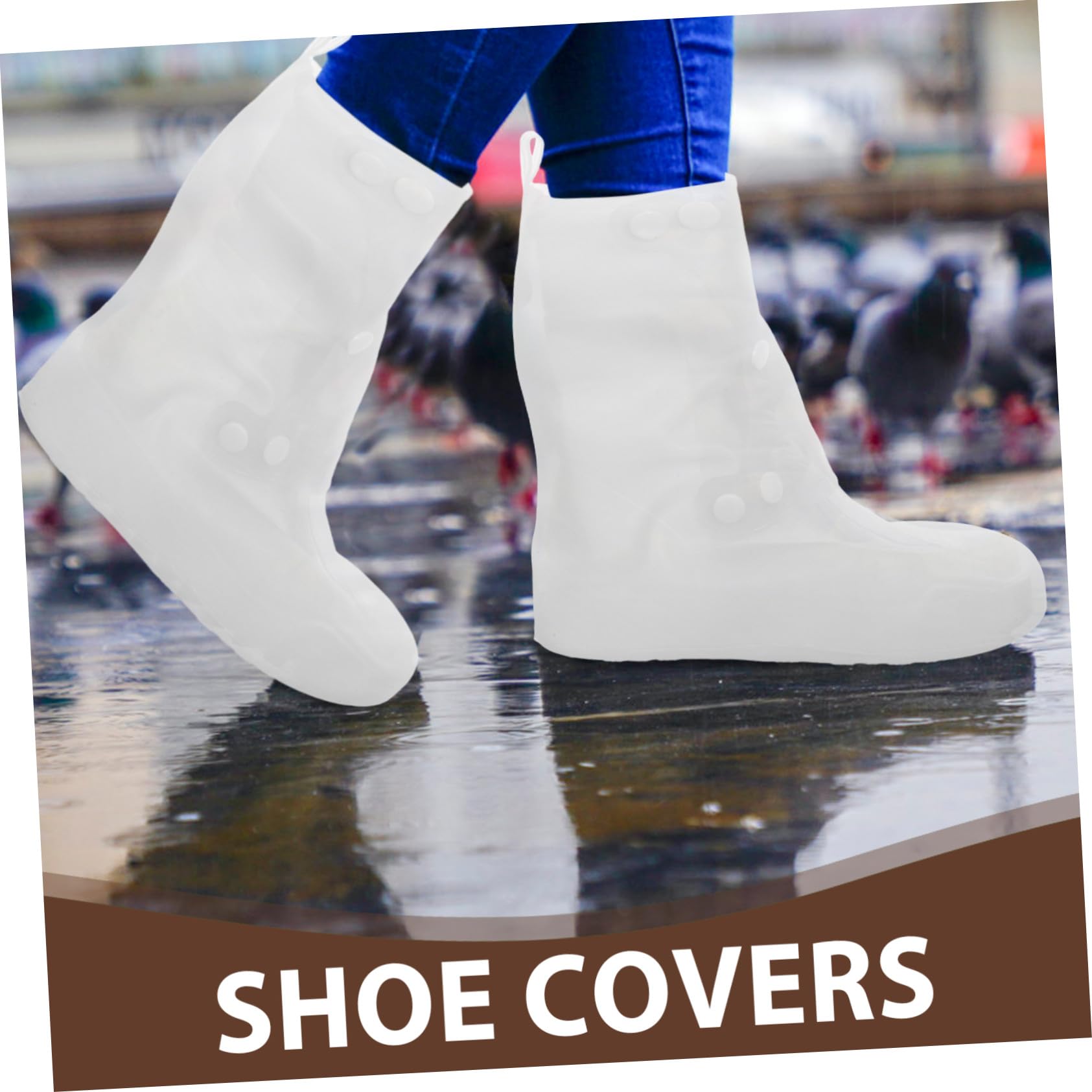 KOMBIUDA 2 Pares Fundas Impermeables Reutilizables para Zapatos Talla Cubrezapatos Antideslizantes de Silicona para Lluvia Viajes Ciclismo y Actividades al Aire Fáciles de Plegar y