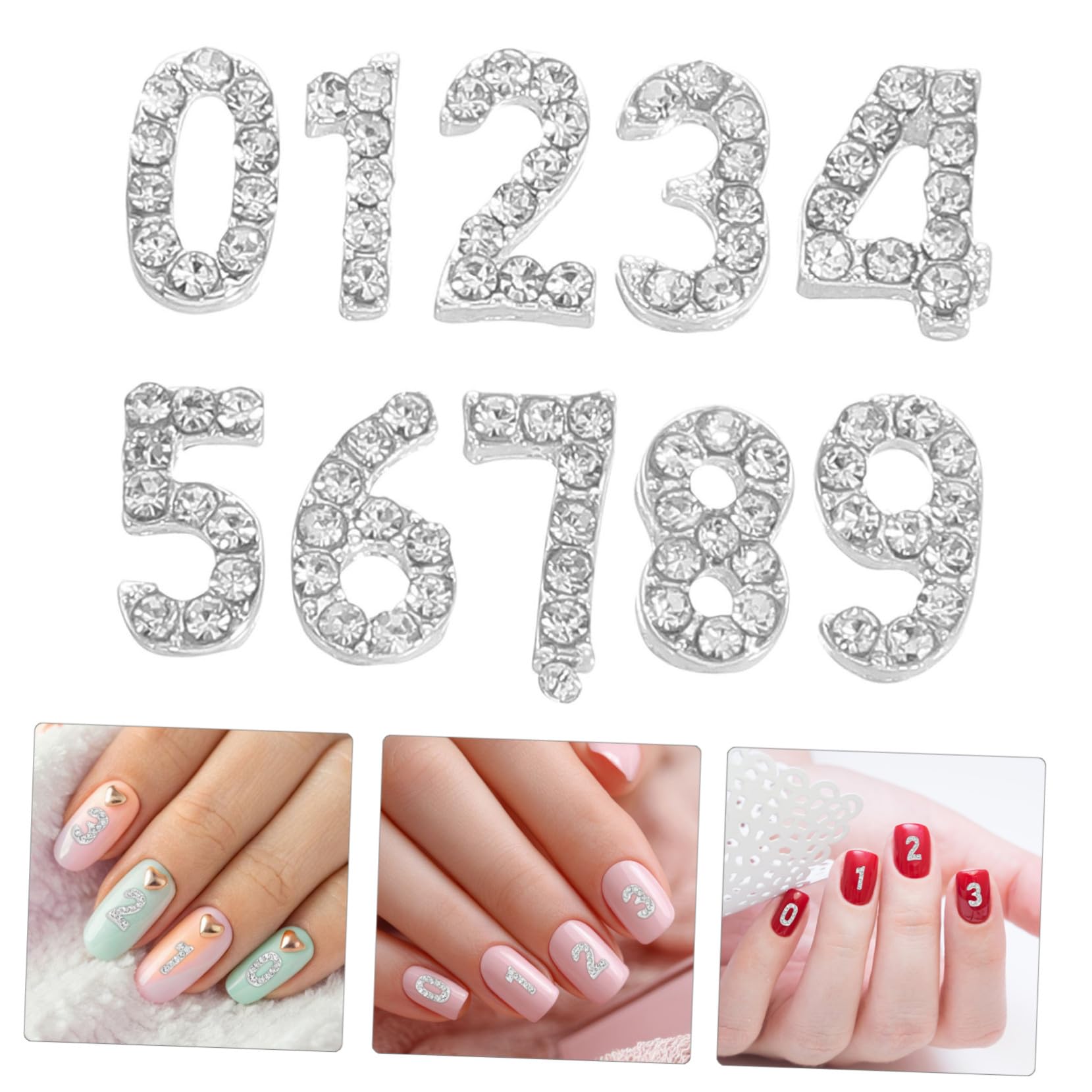 100 Pezzi Nail Art Charms Numeri Cristalli Flatback per Unghie Brillanti Gioielli Manicure Decorazioni per Feste e Uso DIY Facile