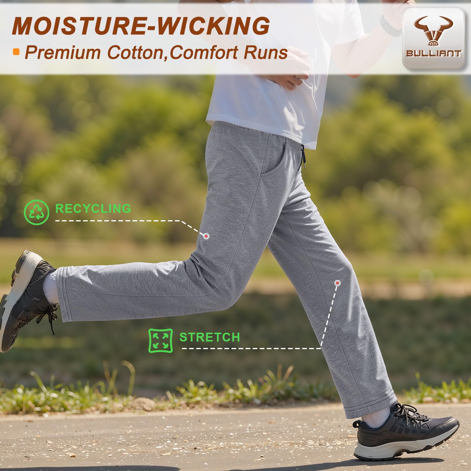 BULLIANT Pantaloni Jogging Uomo, Pantaloni Sportivi Uomo Lunghi in Cotone,Tuta da Ginnastica Jogger per Allenamento Casual