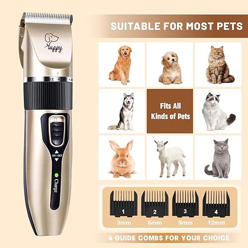 Dog Clippers for Grooming, Low Noise, Electric Quiet, Adjustable Clipper Comb for Dog Grooming Kit, Pet Hair Clippers Grooming kit for Dogs at Home