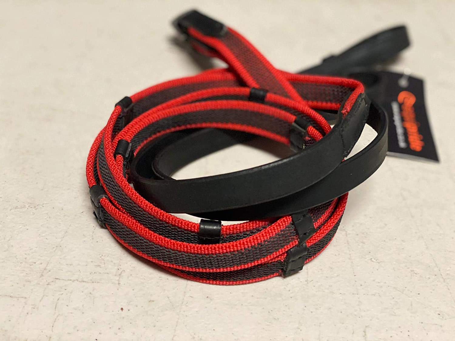 Countrypride EQUIPRIDE ANTI-SLIP RUBBER GRIP REINS MADE ON BLACK AND BROWN LEATHER SIZE FULL-COB-PONY-SHETLAND RED (Black, Shetland)