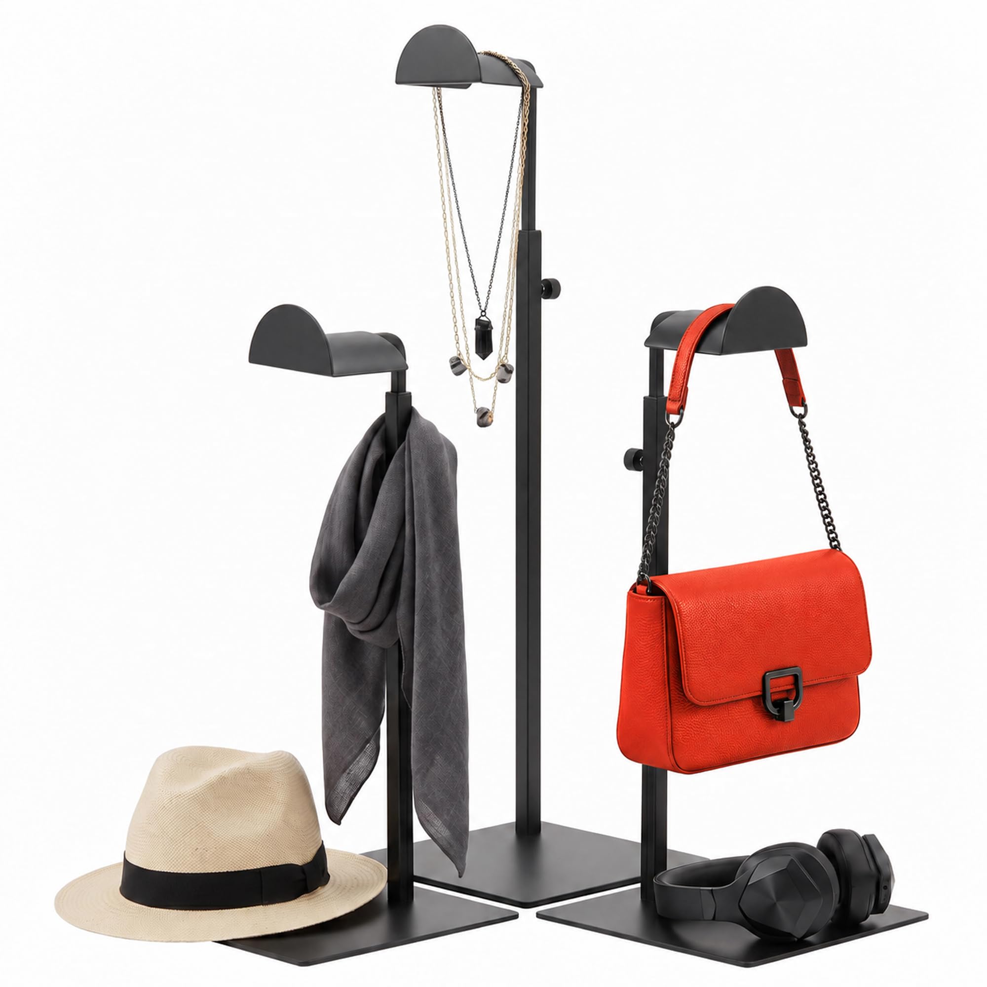 3 Pack Black Purse Stand, Adjustable Handbag Display Stand with Stable Base