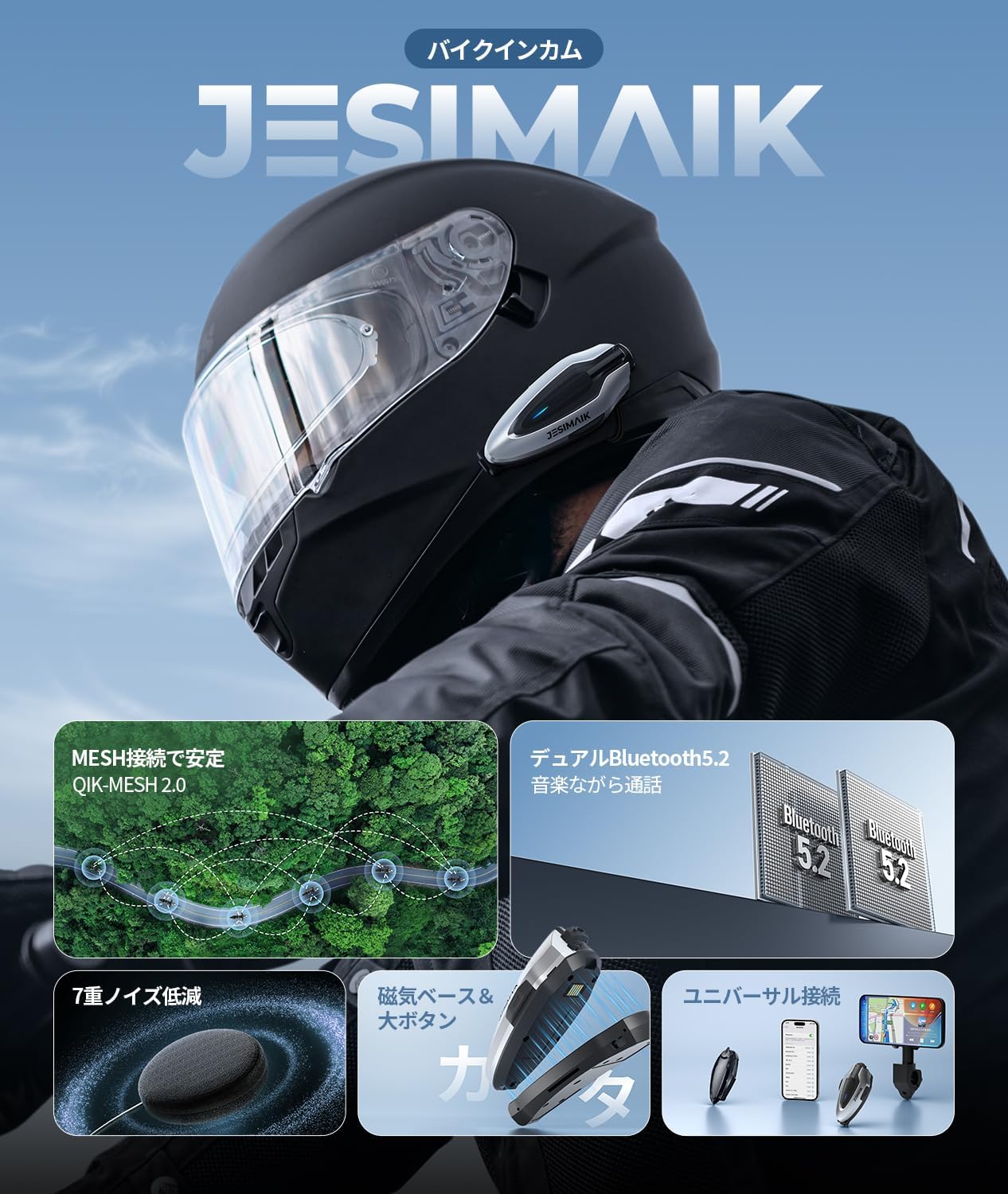 バイク用インカムJESIMAIK H6本体の外観