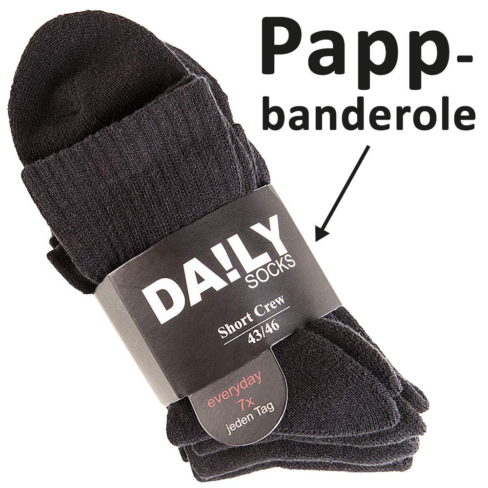 Herren Short Crew Socken 7er 14er oder 21er Pack Schwarz Everyday Sport Performance Kurz Tennissocken mit Frotteesohle Baumwolle 39-42 47-49 Farbe:Schwarz
