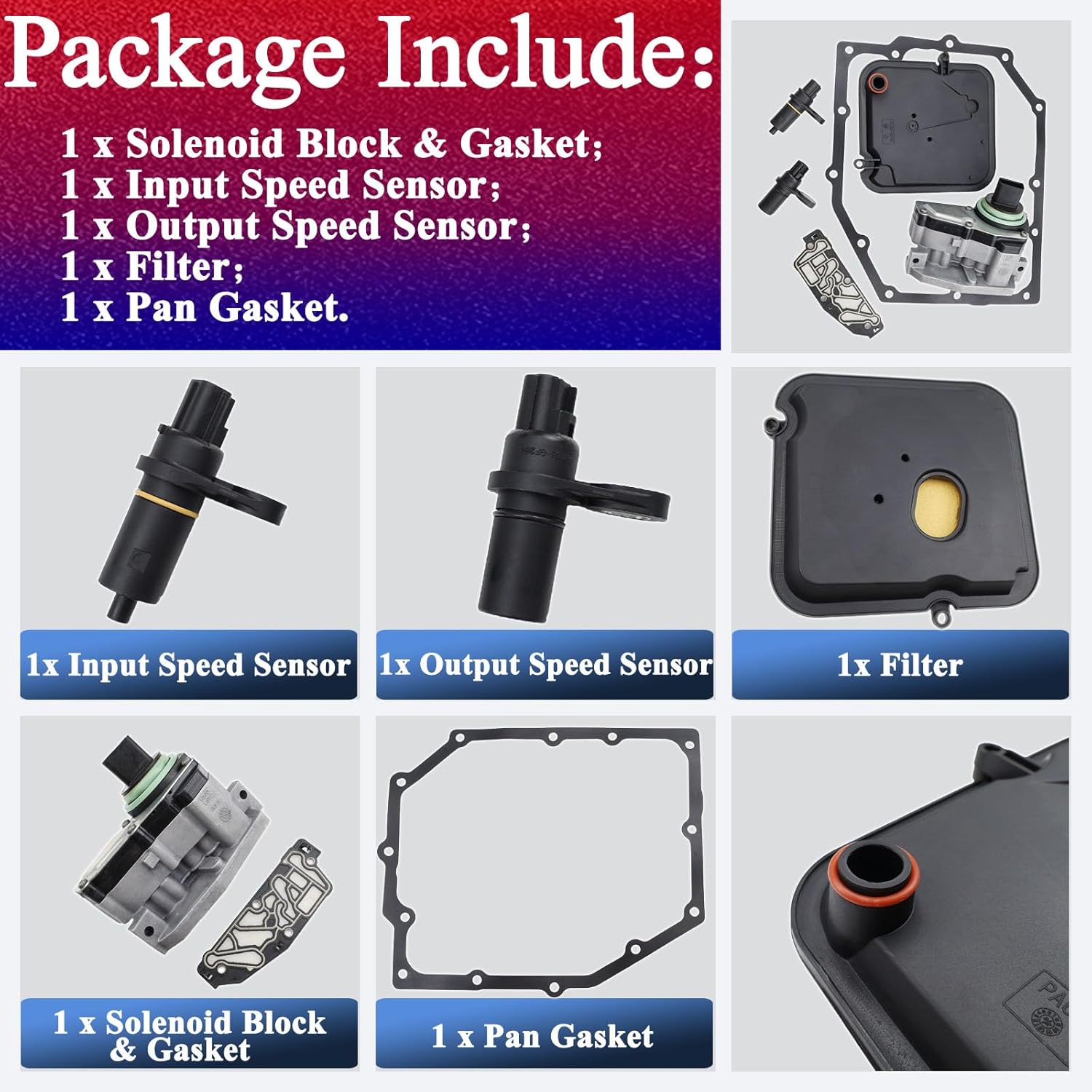 Transmission Shift Solenoid Block Pack Kit & Filter 42RLE fits for 2003-up Wrangler 300 Nitro Liberty Replace Part Number 52854001AA 04799061AB