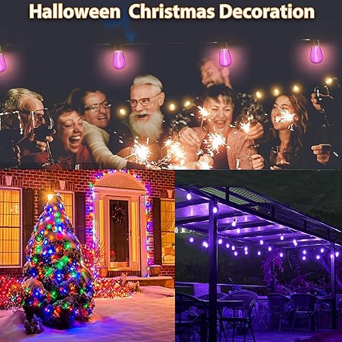 Miniatura 5 de Paquete de 15 bombillas LED S14 de 2 W, bombillas de repuesto de Navidad moradas para exteriores, bombillas LED Edison moradas, base E26, bombilla