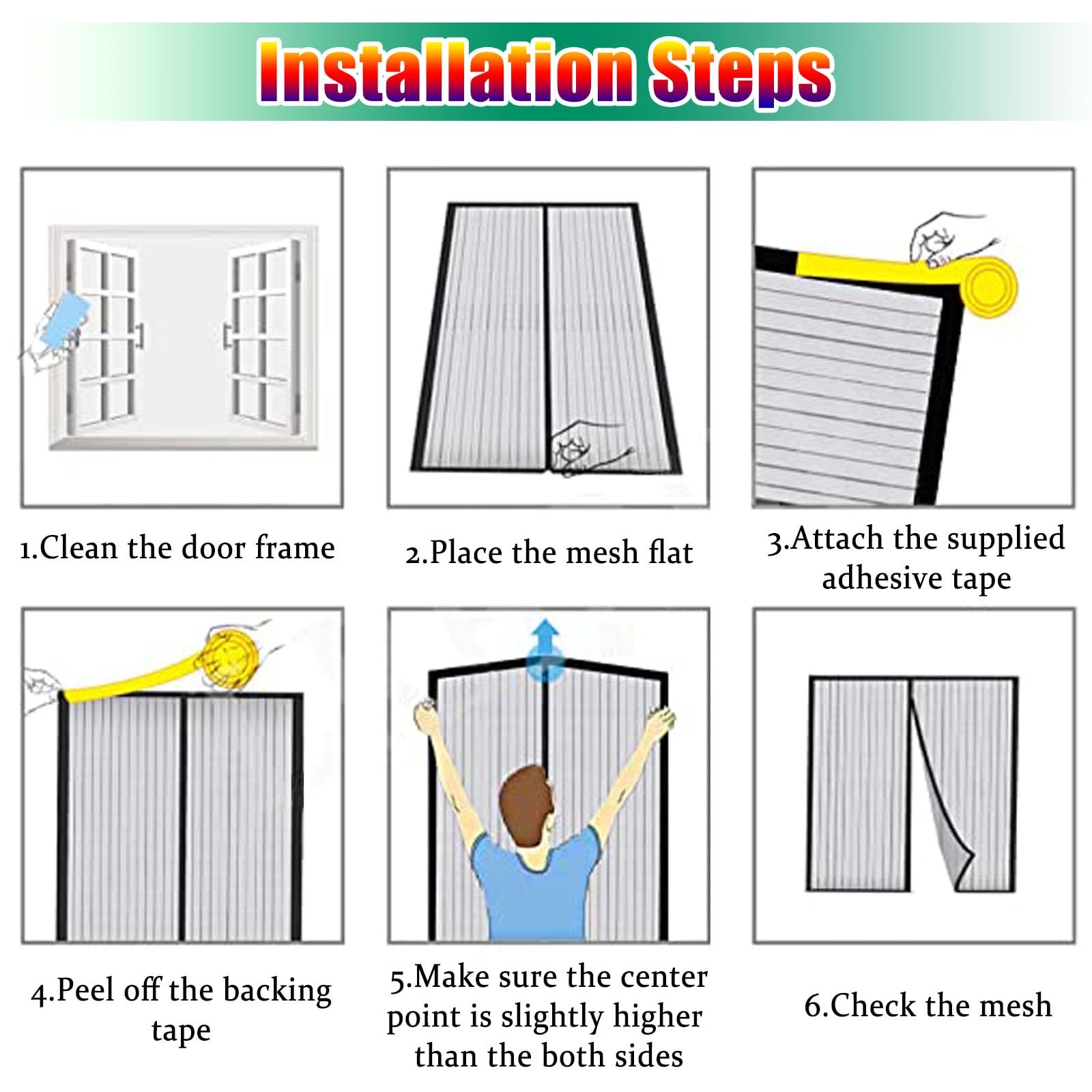 Fliegengitternetze für Fenster 150 x 160 cm Ohne Bohren für Insektenschutz Anti-Moskito Magnet Vorhang Insektenschutz für Balkontür, Kellertür Und Terrassentür, Weiß