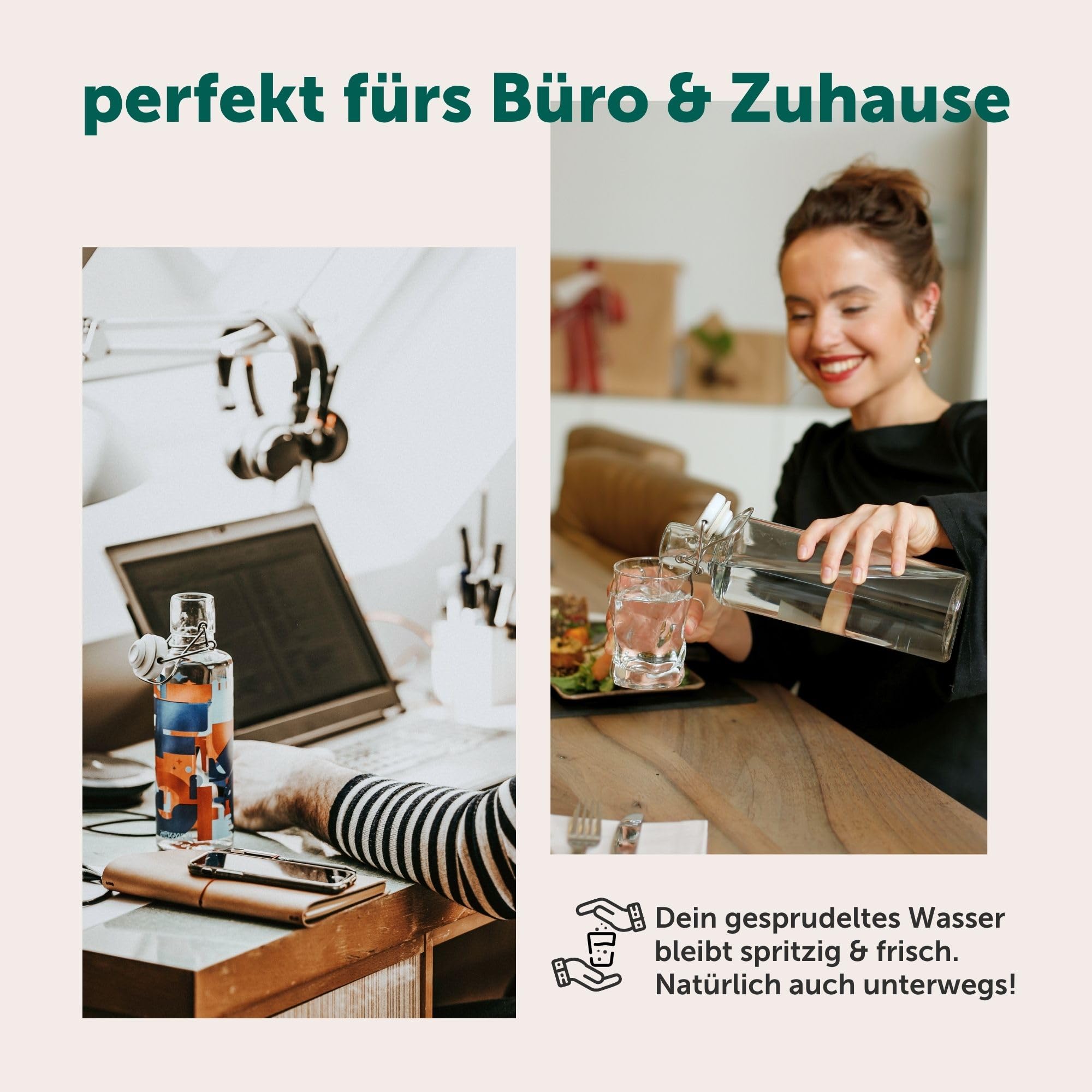soulbottles Trinkflaschen-Set "Jellyfish & Soulsailor" • 2× 600 ml • Wasserflaschen aus Glas • Made in Germany • 100 % plastikfrei, auslaufsicher • Ideal für Zuhause, Schule & Büro