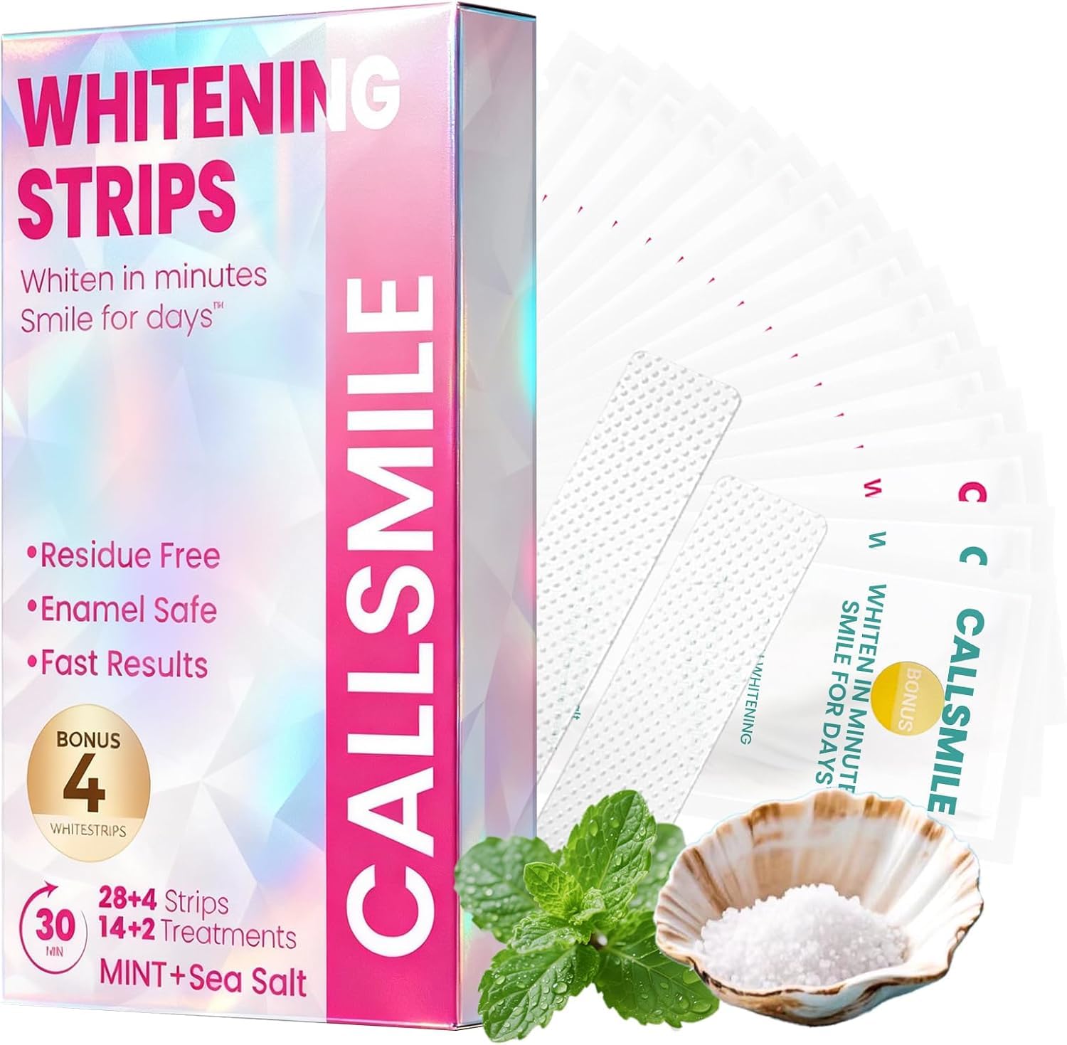 Callsmile Teeth Whitening Strips for Date Photo-Ready Smiles After Makeup No Brushing Needed Gentle 6 Peroxide Gradual Brightening