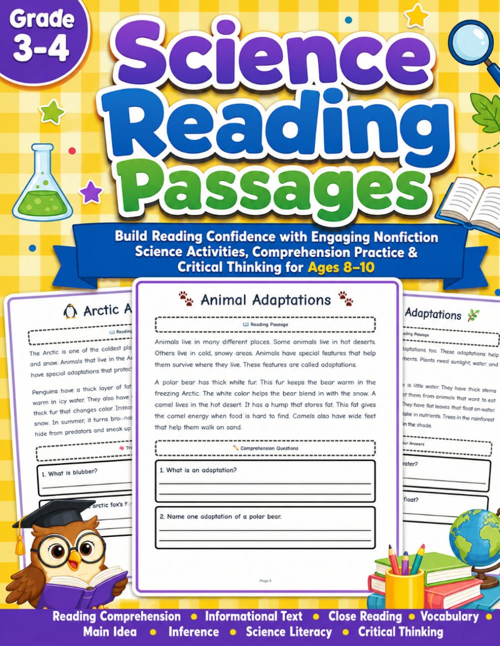 Science Reading Passages Grade 3 - 4: Informational Text and Close Reading Activities for Grade 3 and Grade 4 | Reading Comprehension, Vocabulary, Life, Earth, Space, and Physical Science