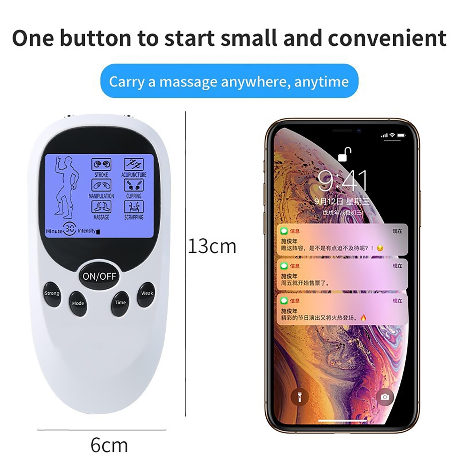 Unidad De Estimulador Muscular, Máquina De Estimulador Muscular Electrónico Con Pantalla LCD, 6 Modos De Masaje Y Reemplazo De 4 Almohadillas, Ajuste De Modos De 10 Niveles, Para Aliviar El Dolor