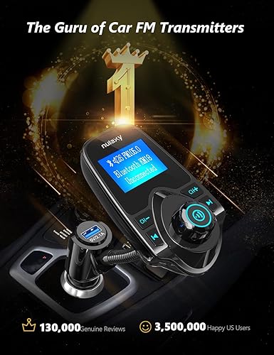 Miniatura 2 de versión más reciente LED transmisor FM Nulaxy transmisor de radio FM inalámbrico por Bluetooth para el coche Negro