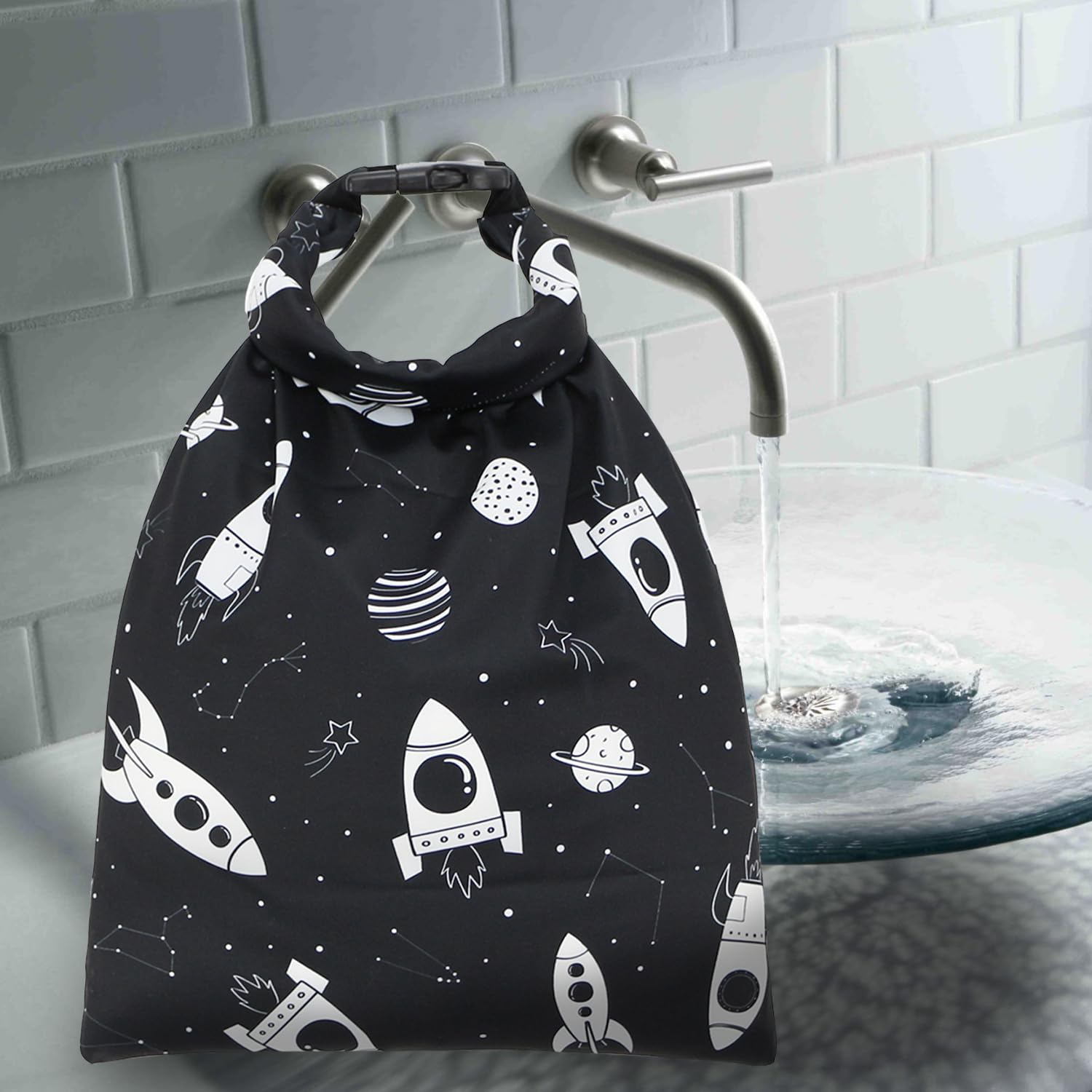 Borsa Impermeabile Umida/Secca con Fibbia Lavabile Riutilizzabile per Pannolini Umidi Costumi Bagnati Neri