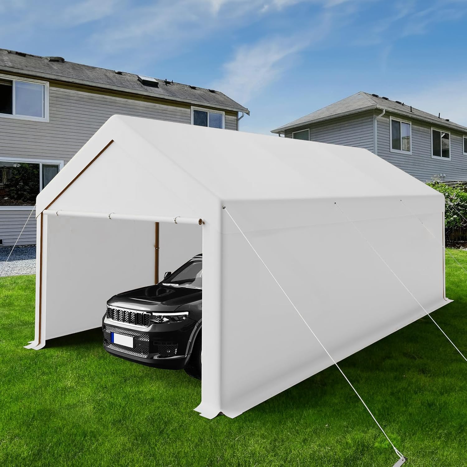 10 x 20ft Carport with Removable Sidewalls & Doors, Portable Car Tent Garage,All