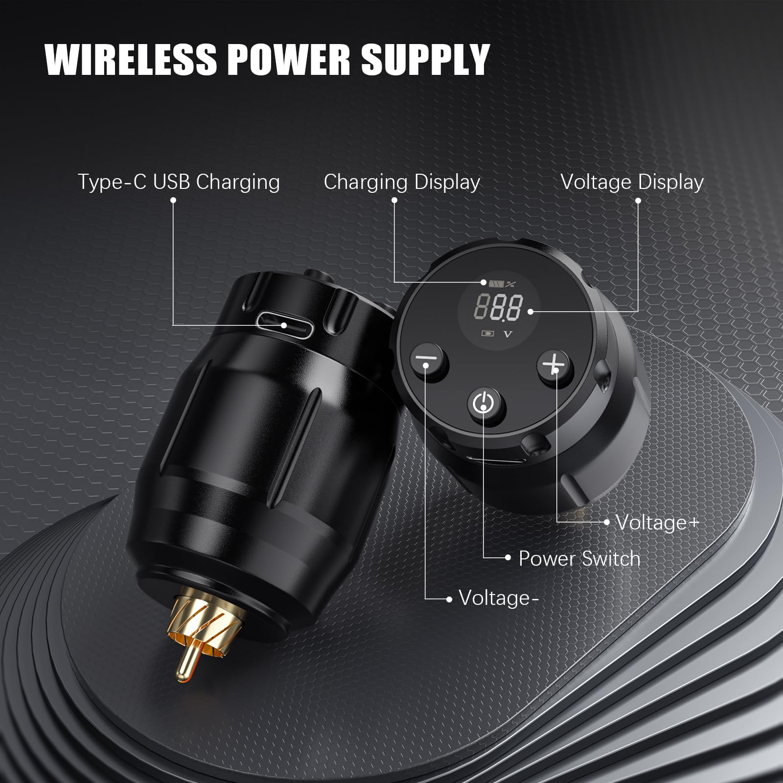 Fuente de Alimentación para Tatuajes Inalámbrica 1500mAh batería del tatuaje con Pantalla Digital LED para Bolígrafo Máquina de Tatuar conector RCA