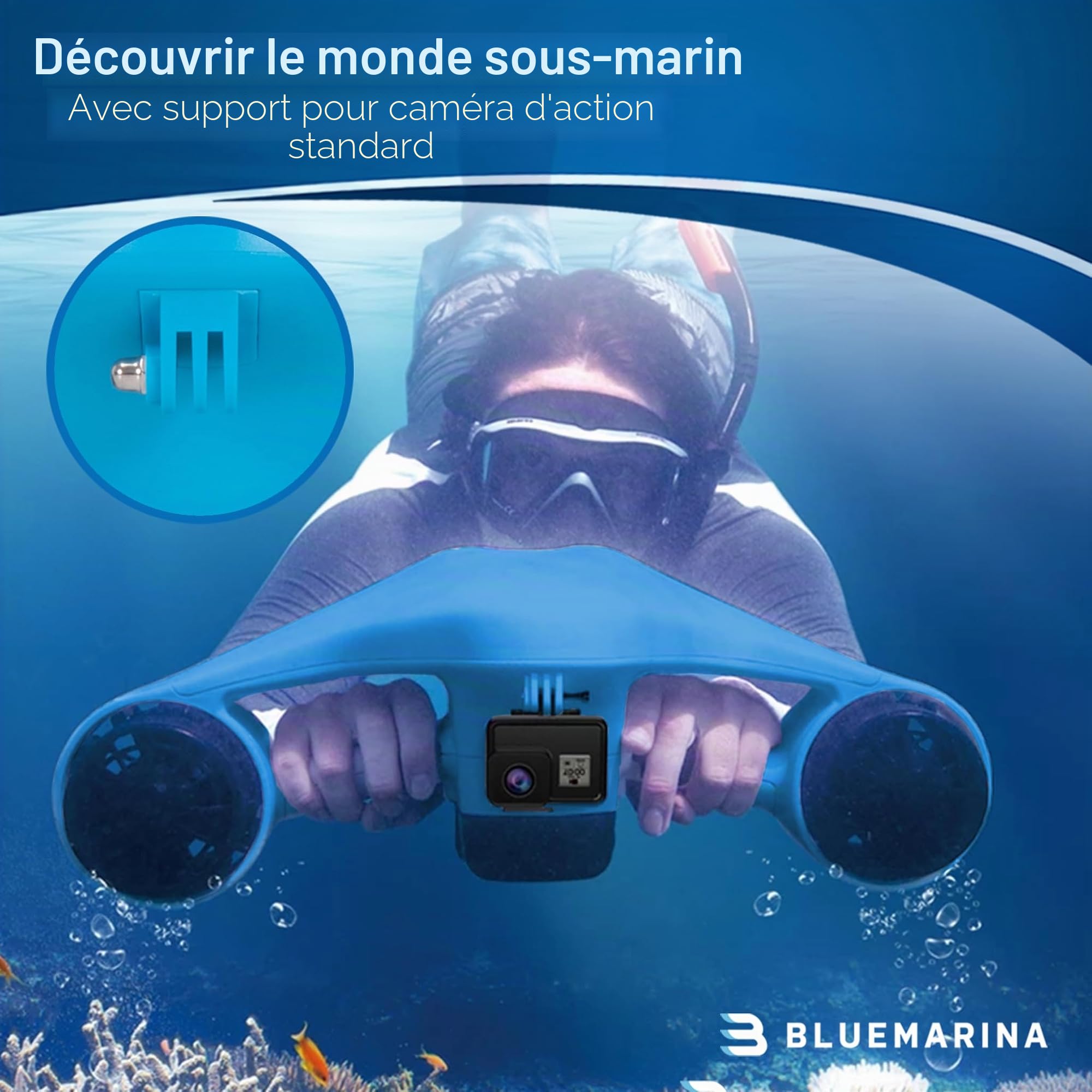 Bluemarina Orca scooter de plongée sous-marin 2 moteurs 500W 3 vitesses 30 mètres