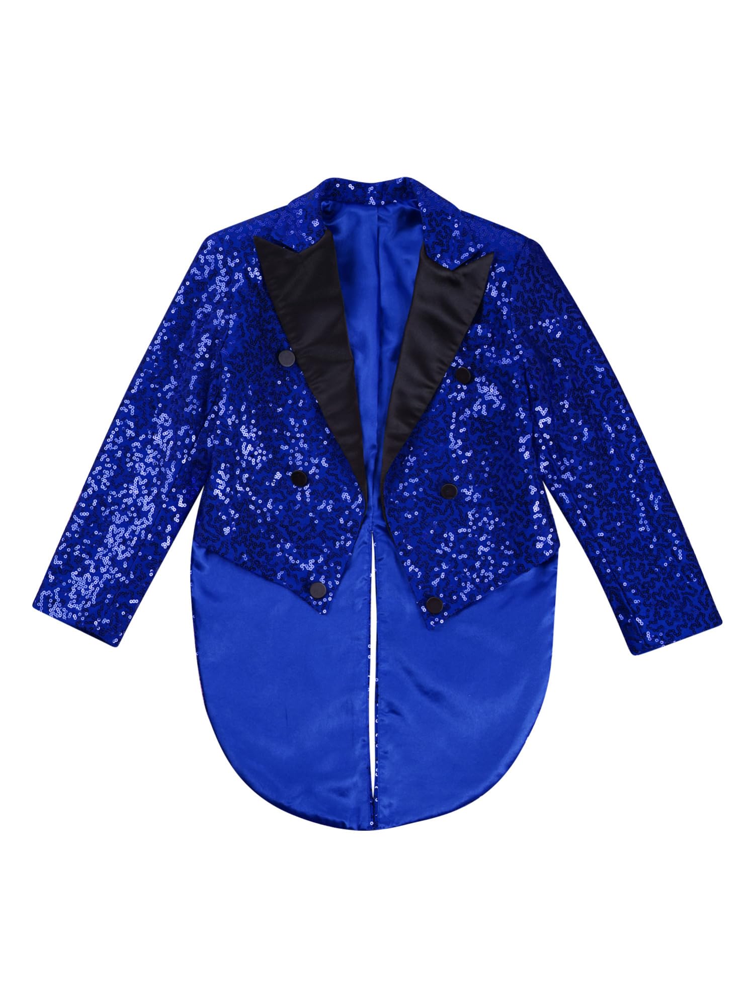 IEFIEL Esmoquin de Lentejuelas para Niño Chaqueta de Fiesta Vestir Formal de Boda Cóctel Chaqueta de Mago Disfraz de Fiesta Carnaval 5-16 Años Azul 13-14 años