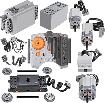 16-Piece Power Function Motor Set, STEM Assembly Building Block Motor Set Technical Parts, Control Features for MOC Blocks