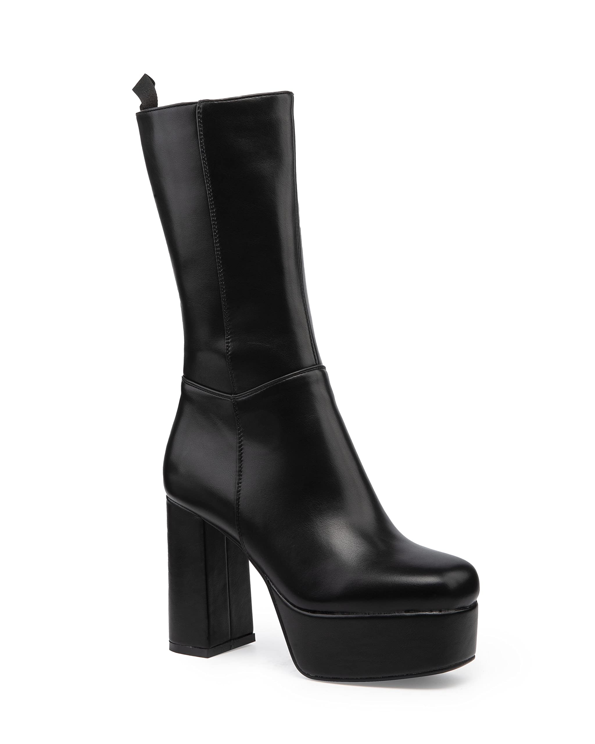Lamoda Women's Black Going Under Platform Calf Boots Pu Chunky Gothic Fashion - Uk7