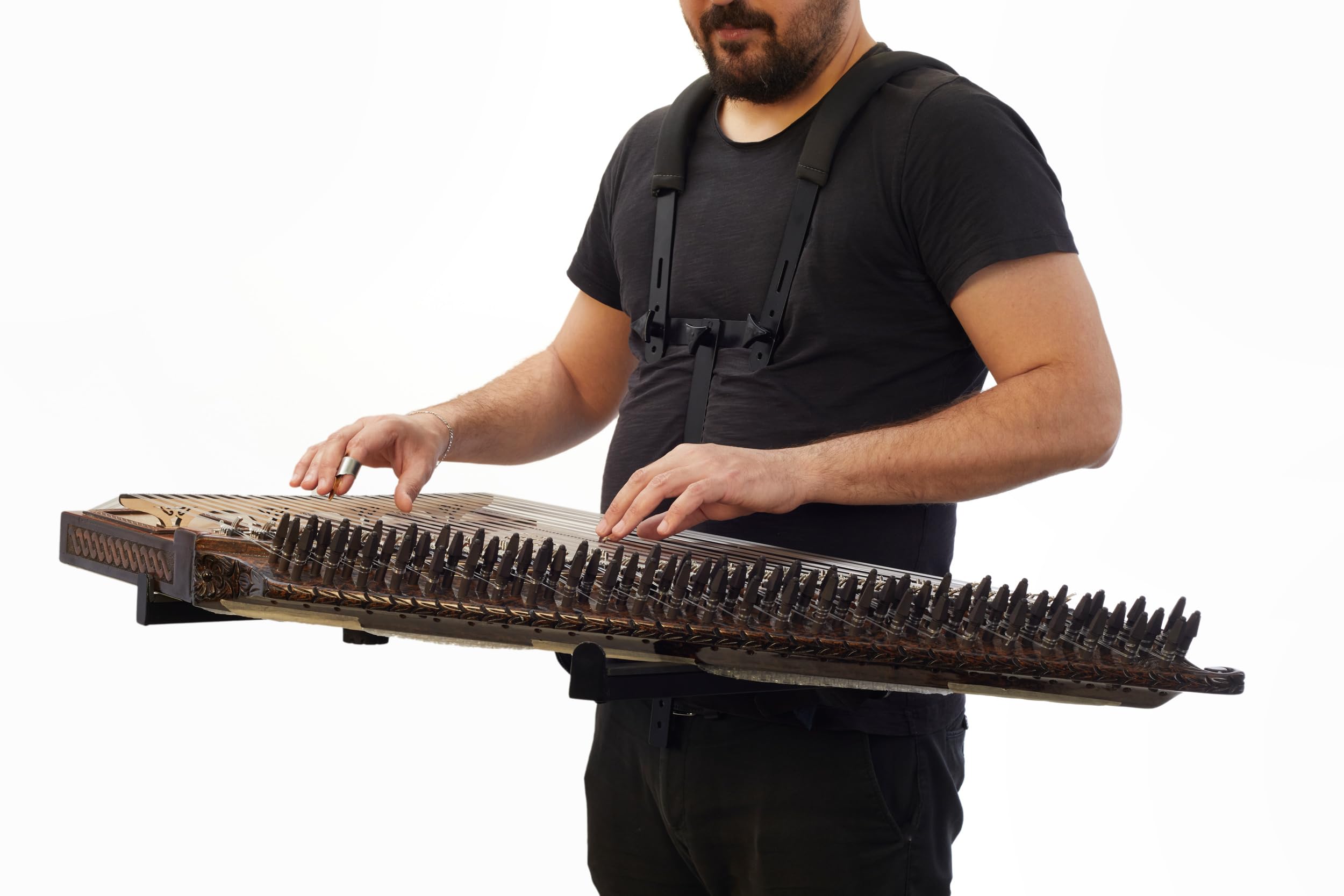 Ethnic Musical Kanun Stand, Shoulder Qanun Carrier for Turkish or Arabic Kanun, Comfortable Stand and Hold, Adjustable, Soft Foam Arms, Durable Metal Base, Padded Case