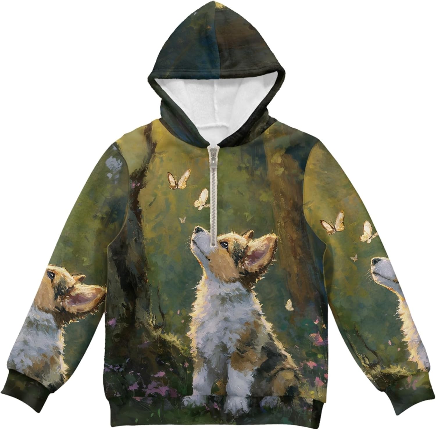 Hawapod Half Zip Up Hoodie For Girls Cute Print Fashion Oversized Long Sleeves Fall Winter Casual Warm Hooded Sweatshirt