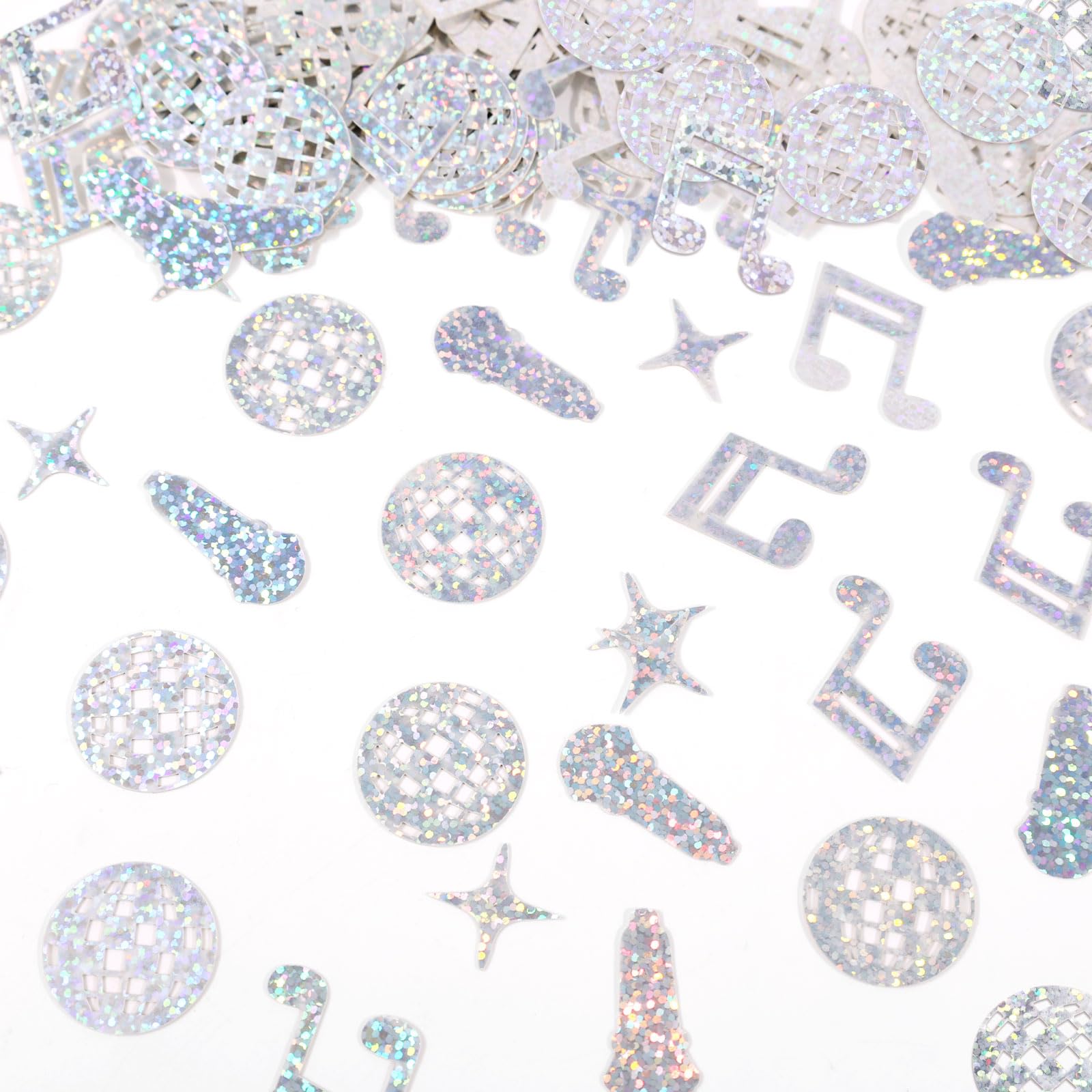 240 Pcs Glitter Table Confetti - Disco Ball Musical Note Microphone Star Party Decorations for Disco Theme Birthday Party