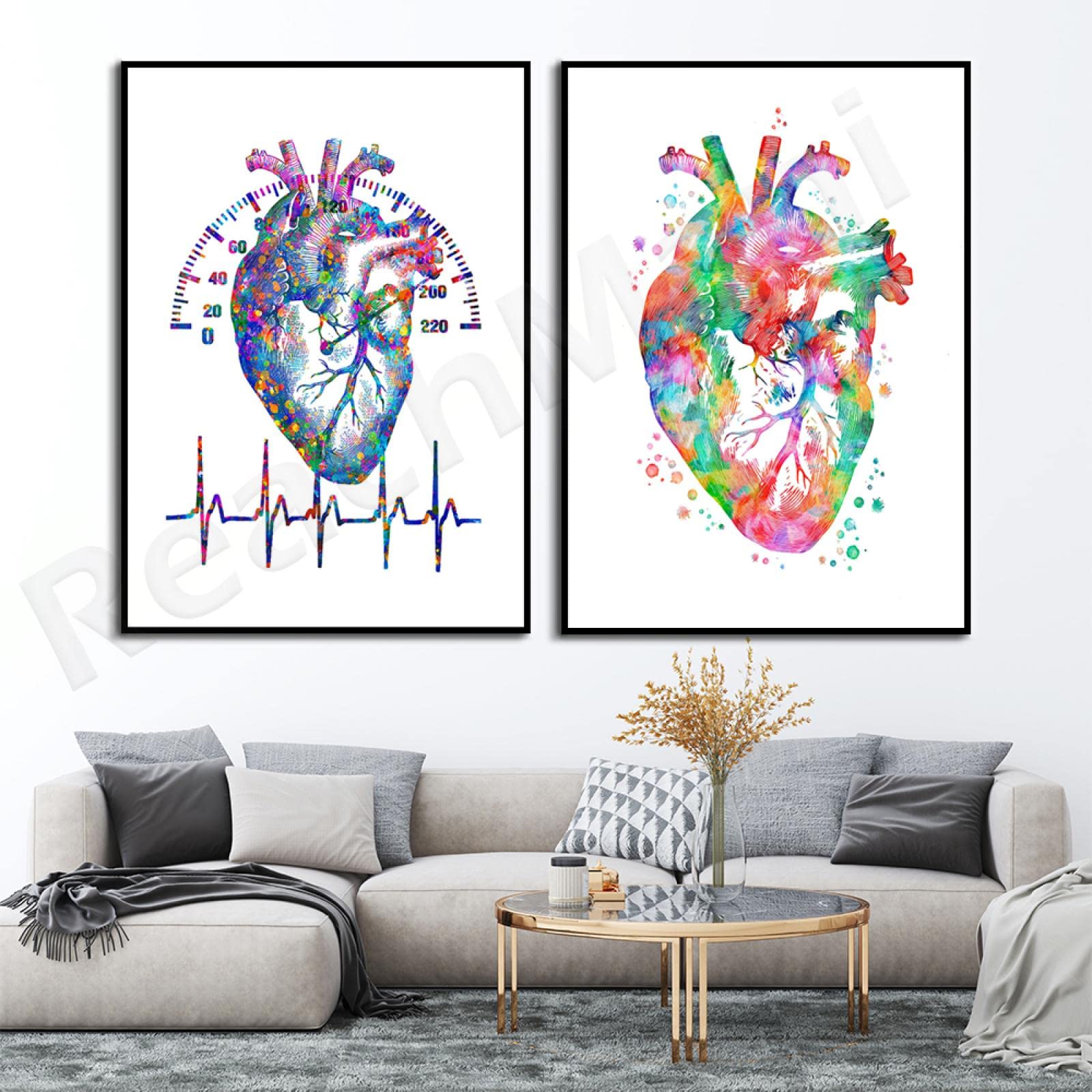 Amazon｜水彩画心臓絵画心臓病アート医療ポスター心臓専門医 心臓