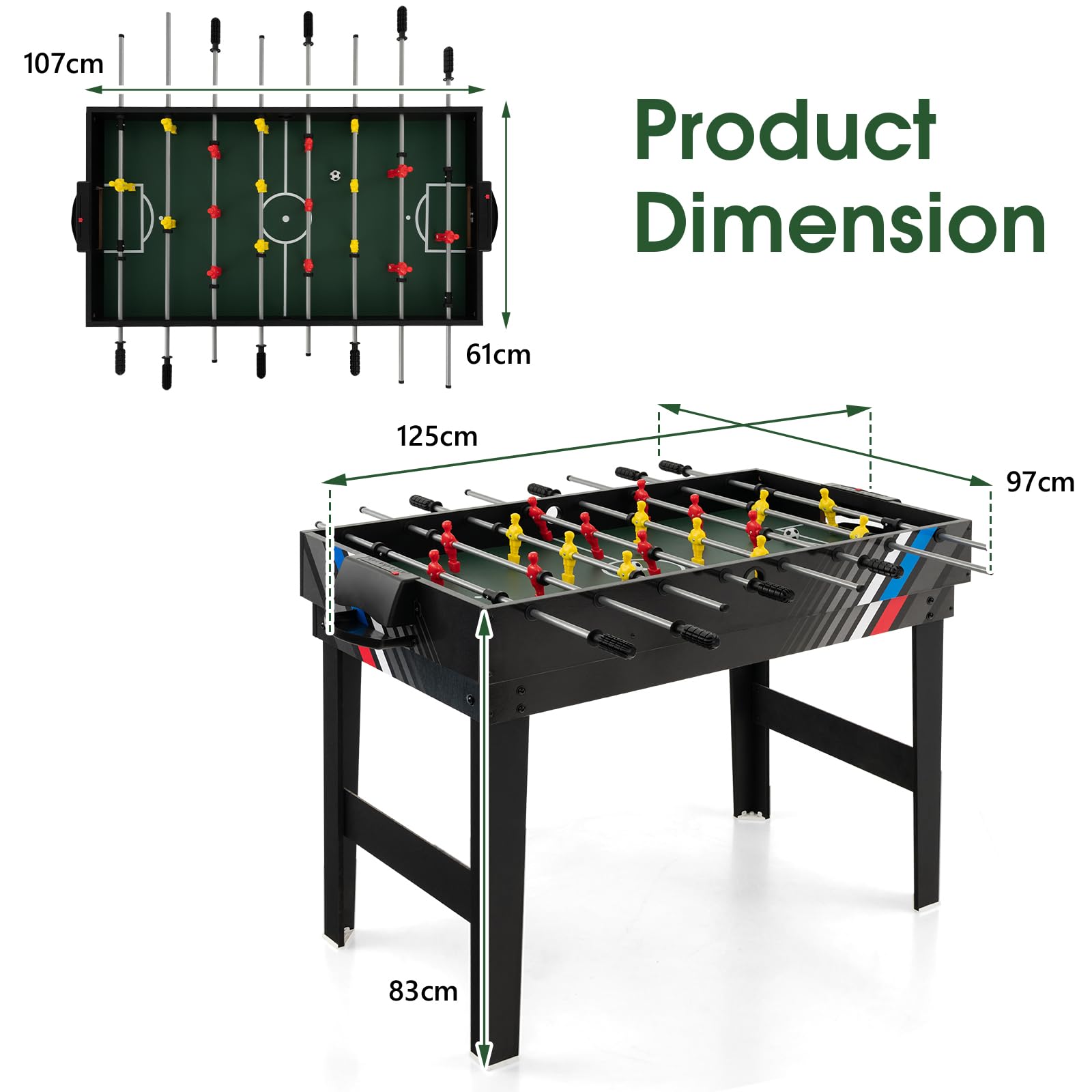 Table Multi-jeux 4 En 1 HOMASIS – Baby-foot, Billard, Hockey Et Ping-pong, En Bois, Pour Enfants Et Adultes, 125x97x83 Cm