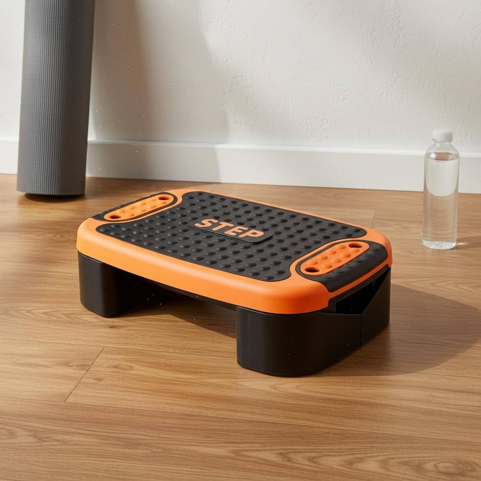 predolo Step Fitness Ajustable Escalón de Entrenamiento Aeróbica Banco con Superficie Antideslizante y Base Robusta Adecuado para Rutinas Rápidas Fuerza y, Naranja Rojizo