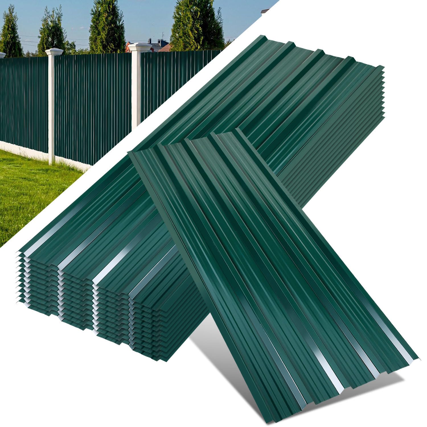 24X lamiere trapezoidali, 129 x 46 cm, 14 m², lastre ondulate per tetto, 0,25 mm, lamiera profilata in acciaio zincato, per rimessa attrezzi, carport, serra, guanti antitaglio verdi