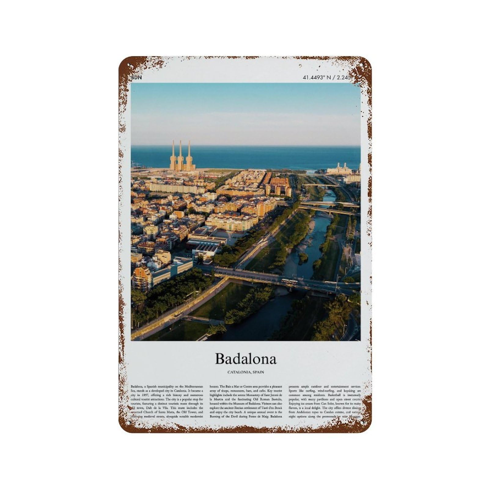 xiaoxiaoshen Badalona Catalonia, Spain City Scenery Wall Decor Art Metal Tin Poster Modern Home Decor Art Home Bar Shop Decorations Vintage Sign 30x20cm